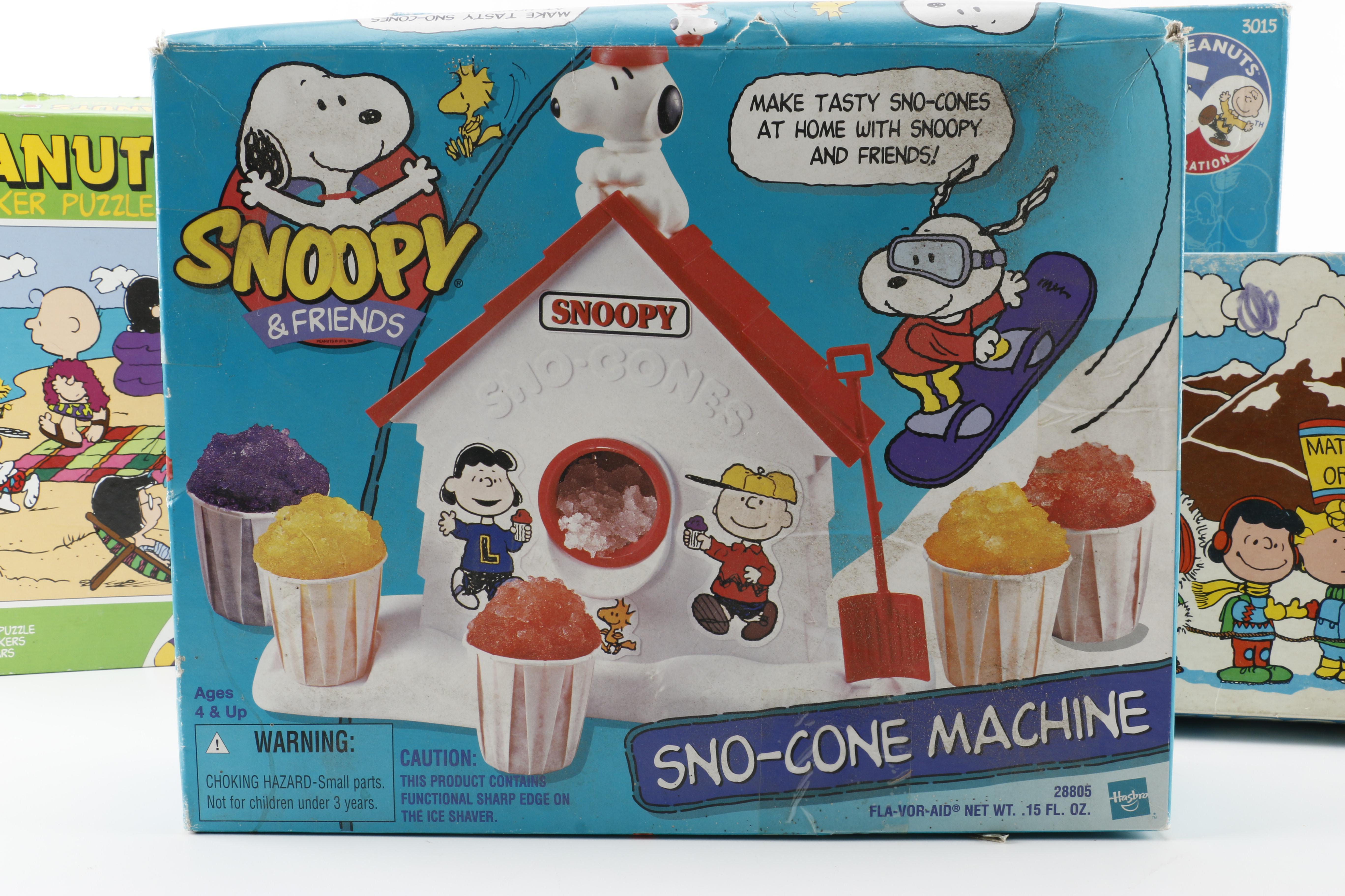 Peanuts Merchandise Including Sno-Cone Machine and Mega Bloks