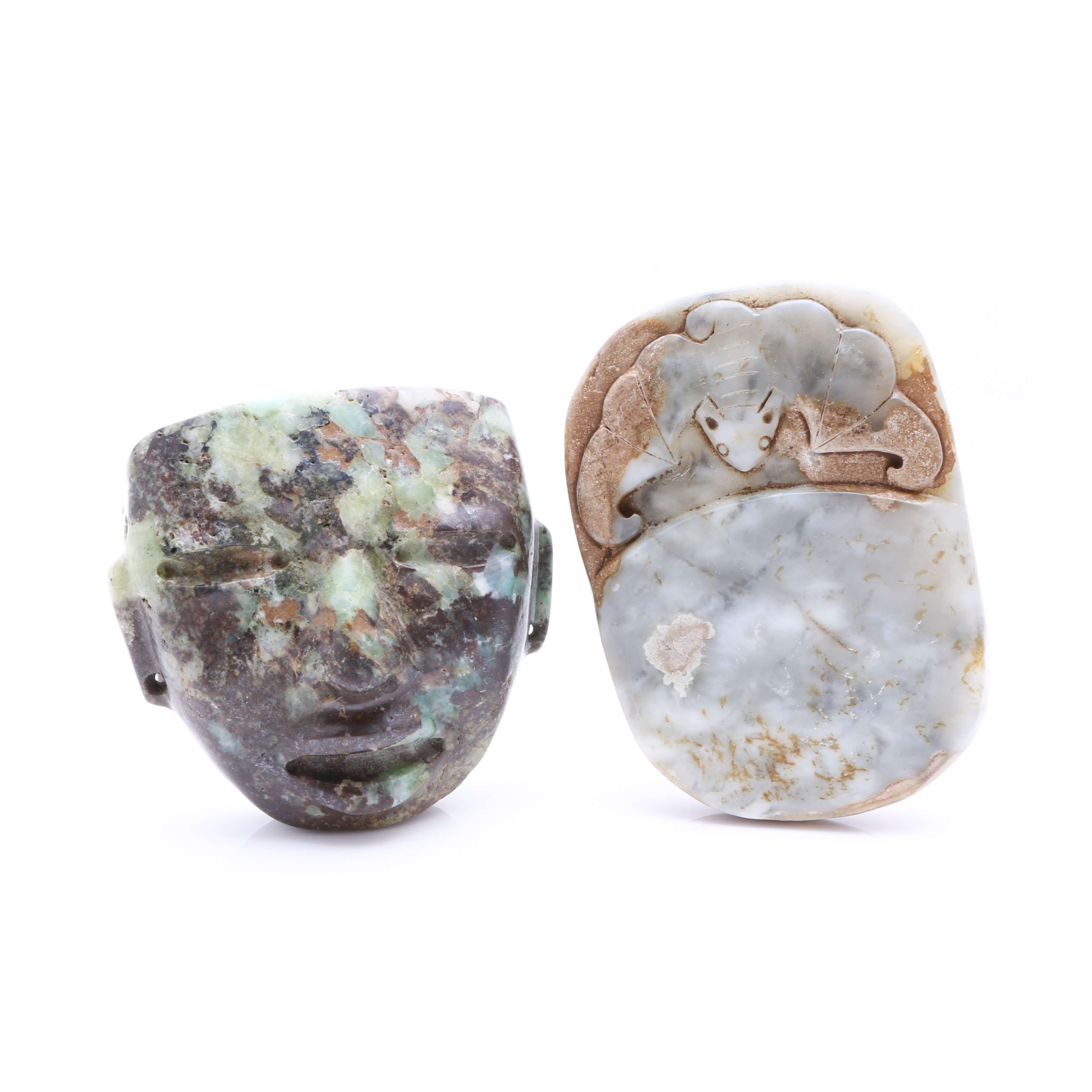 Pairing of Nephrite and Jadeite Ethnographic Stone Carvings