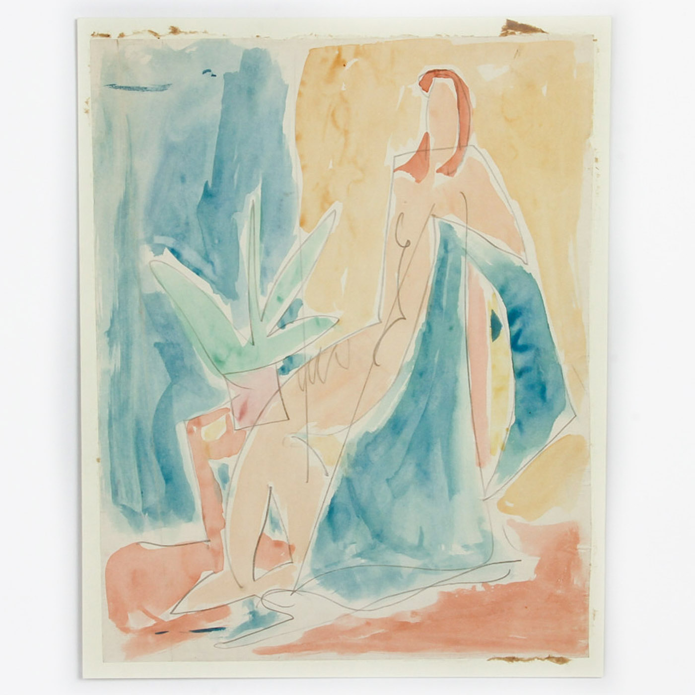 Victor Di Gesu Mixed Media on Paper "Seated Nude"