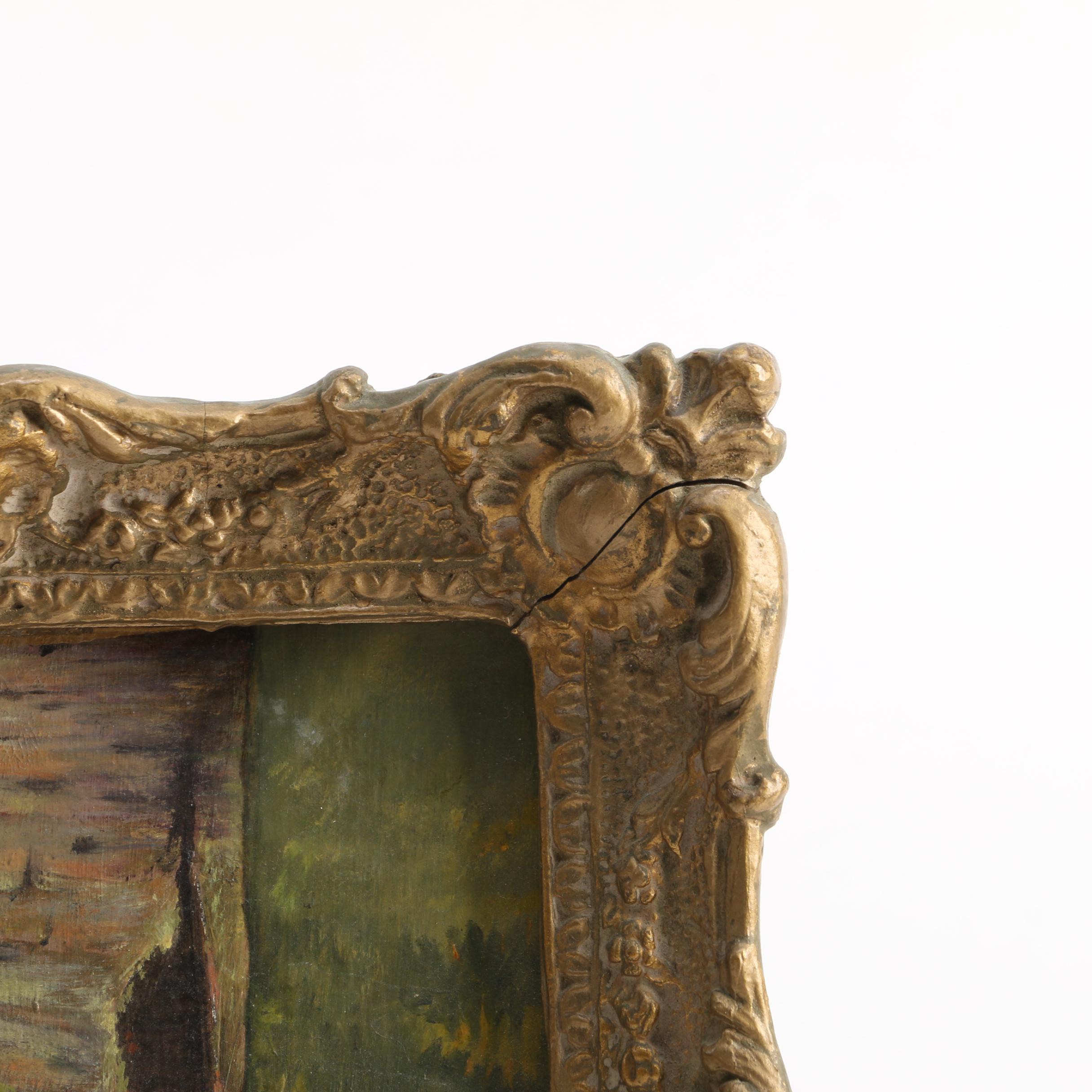 E. Harret Oil Painting on Canvas Board of Flowers