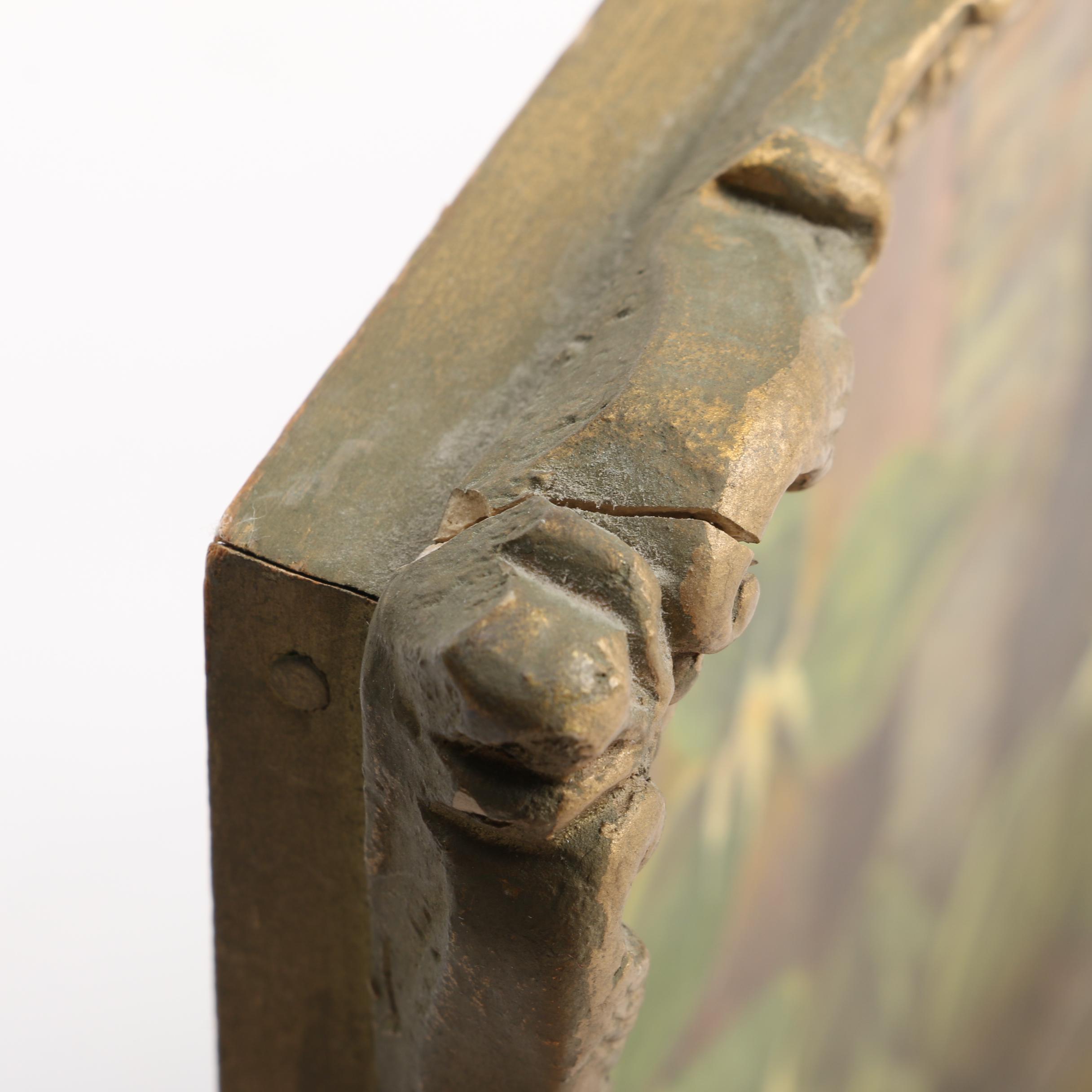 E. Harret Oil Painting on Canvas Board of Flowers