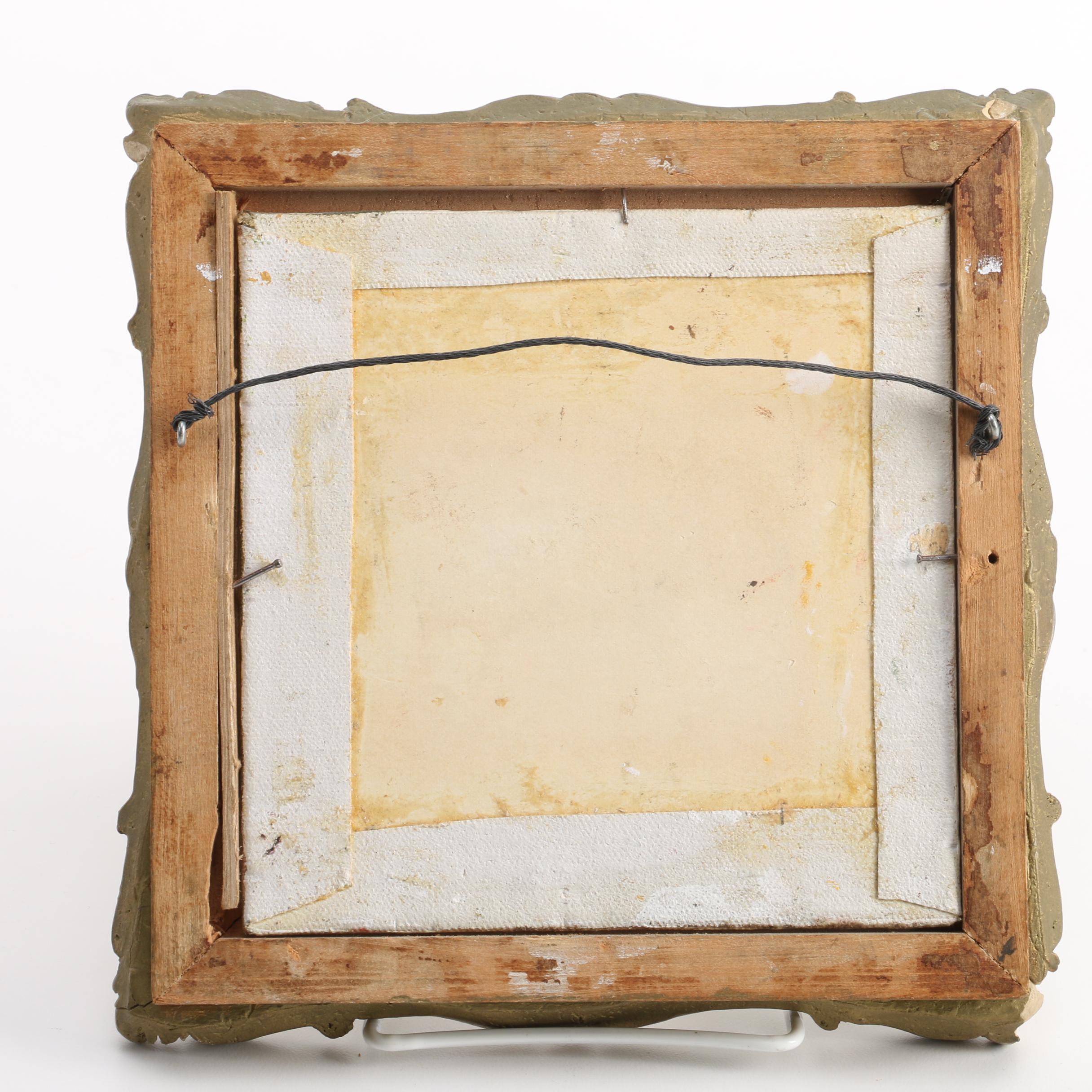 E. Harret Oil Painting on Canvas Board of Flowers