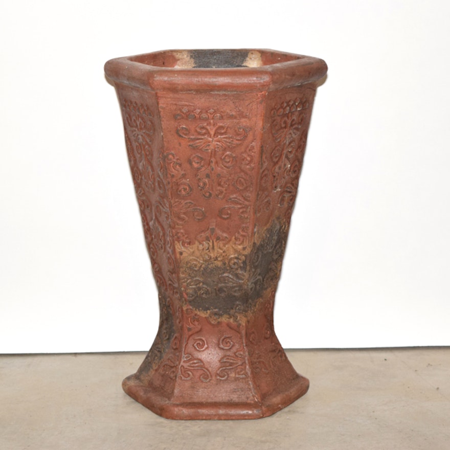 Rust and Black Hexagonal Terracotta Planter