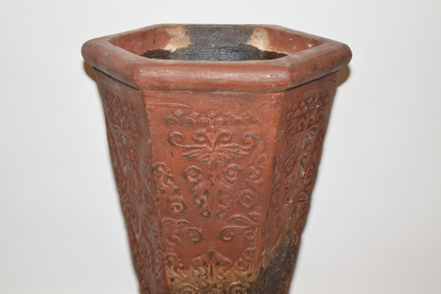 Rust and Black Hexagonal Terracotta Planter