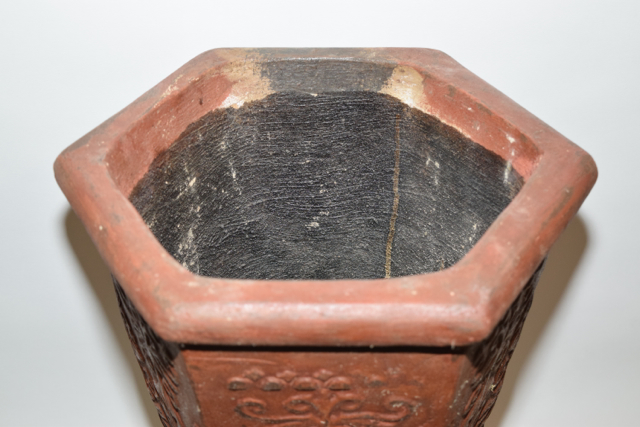 Rust and Black Hexagonal Terracotta Planter