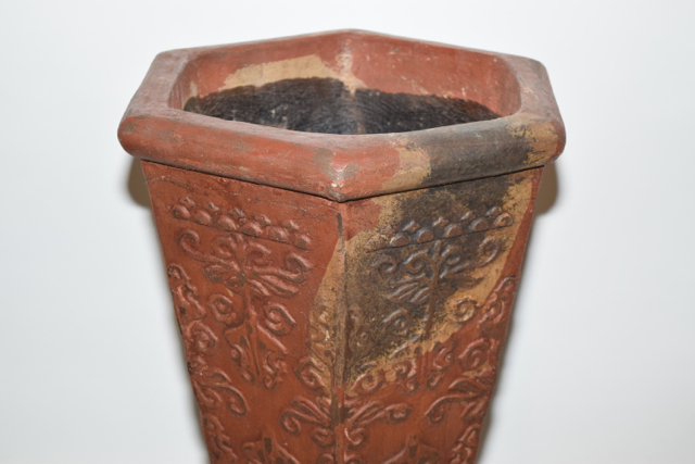 Rust and Black Hexagonal Terracotta Planter