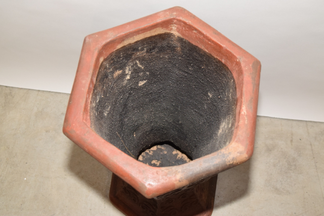 Rust and Black Hexagonal Terracotta Planter