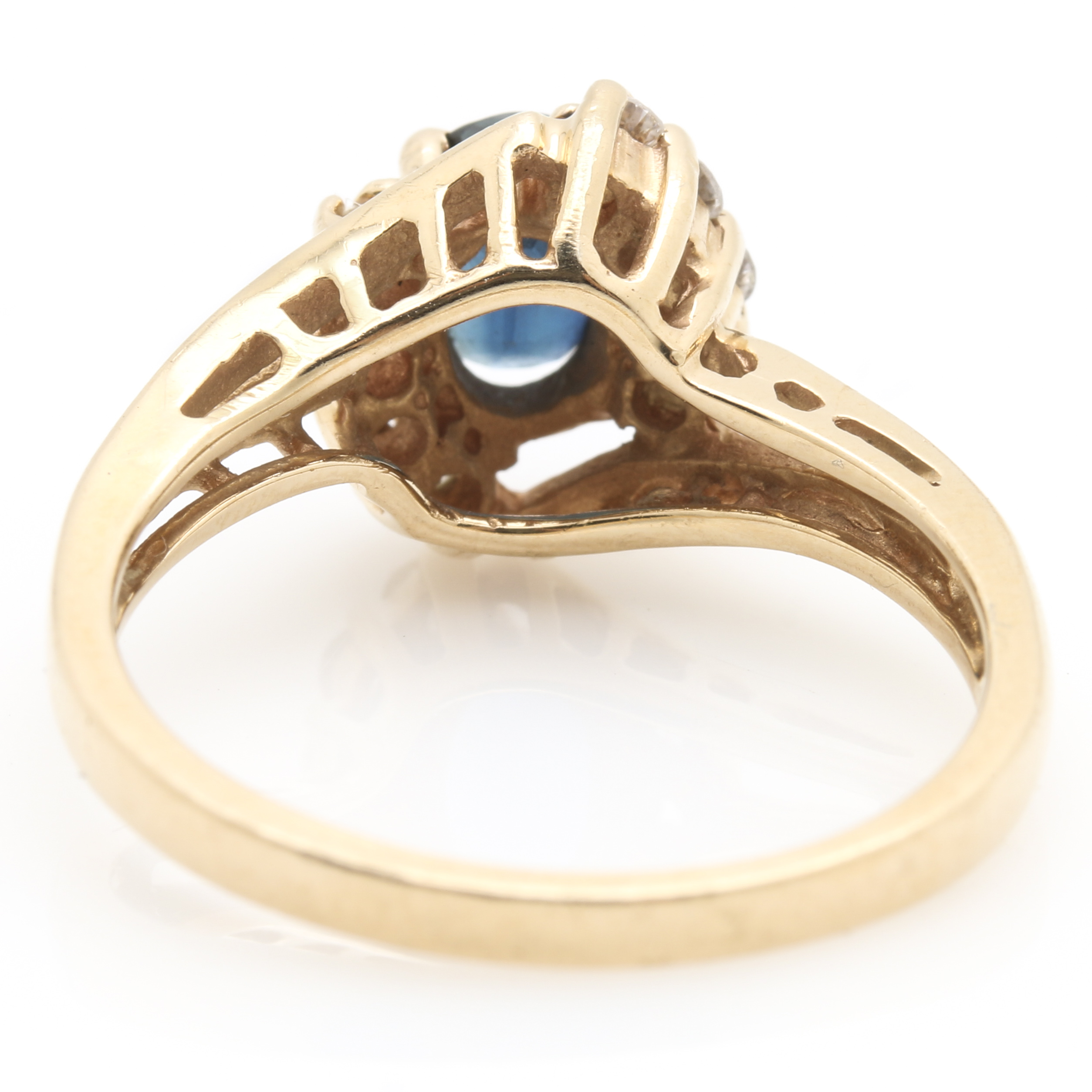 14K Yellow Gold Sapphire and Diamond Ring