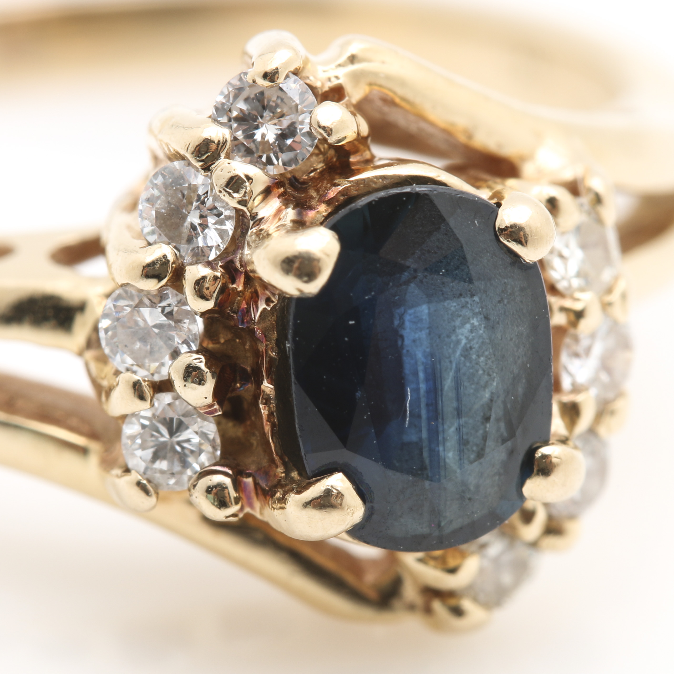 14K Yellow Gold Sapphire and Diamond Ring