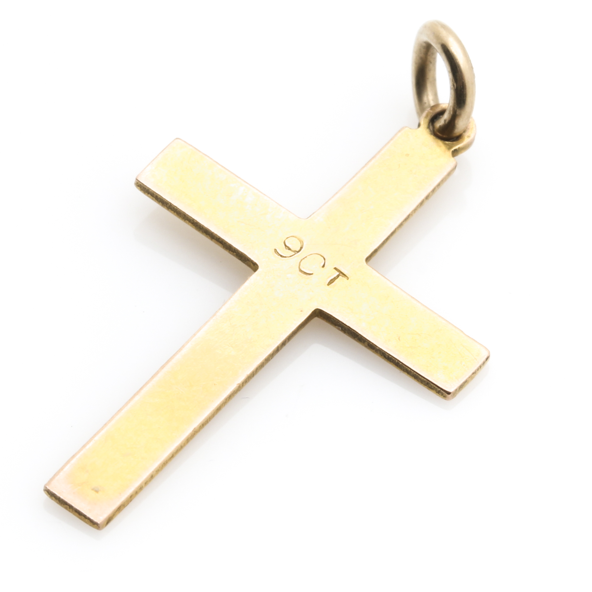10K Yellow Gold Seed Pearl Cross Pendant and Fleur De Lis Pin