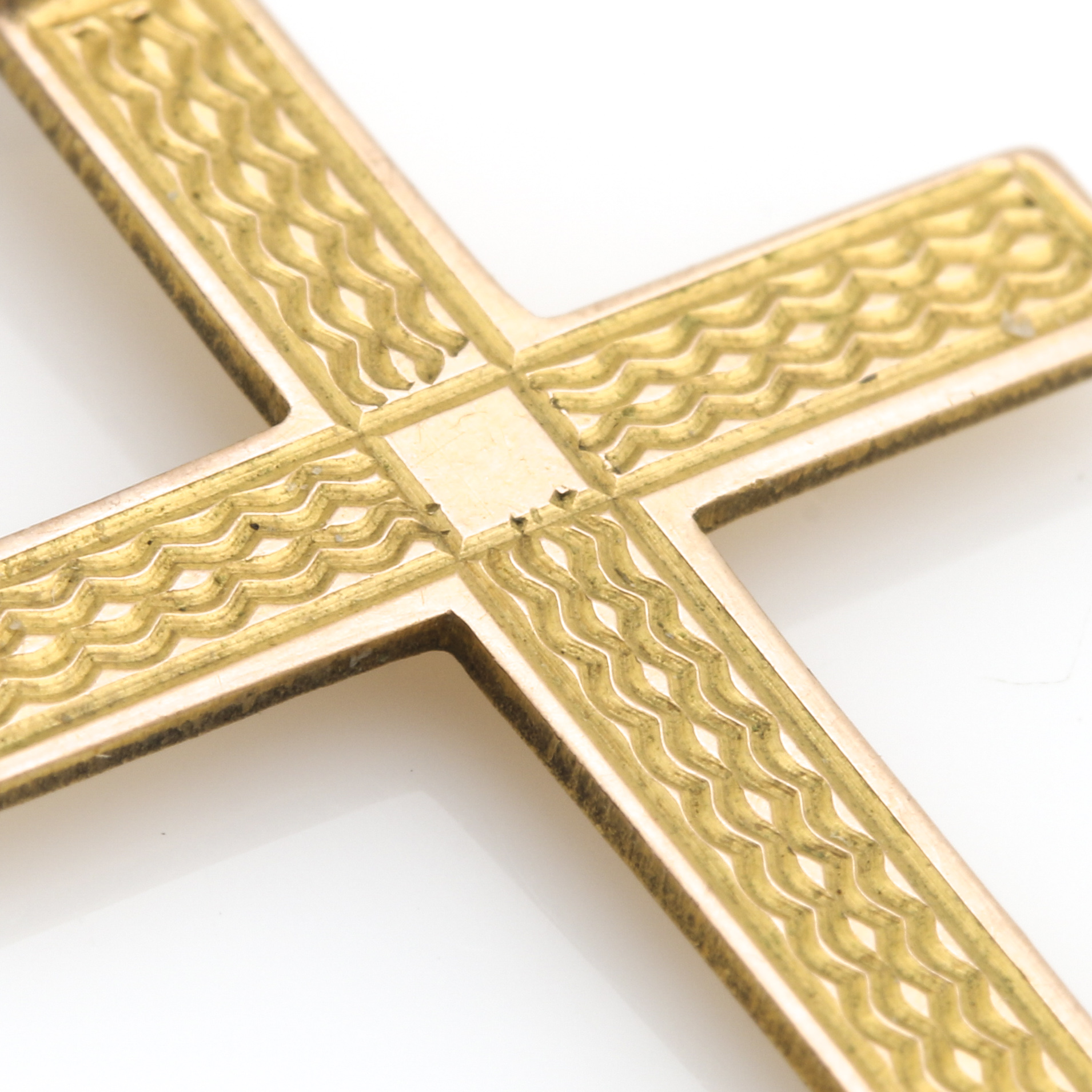 10K Yellow Gold Seed Pearl Cross Pendant and Fleur De Lis Pin