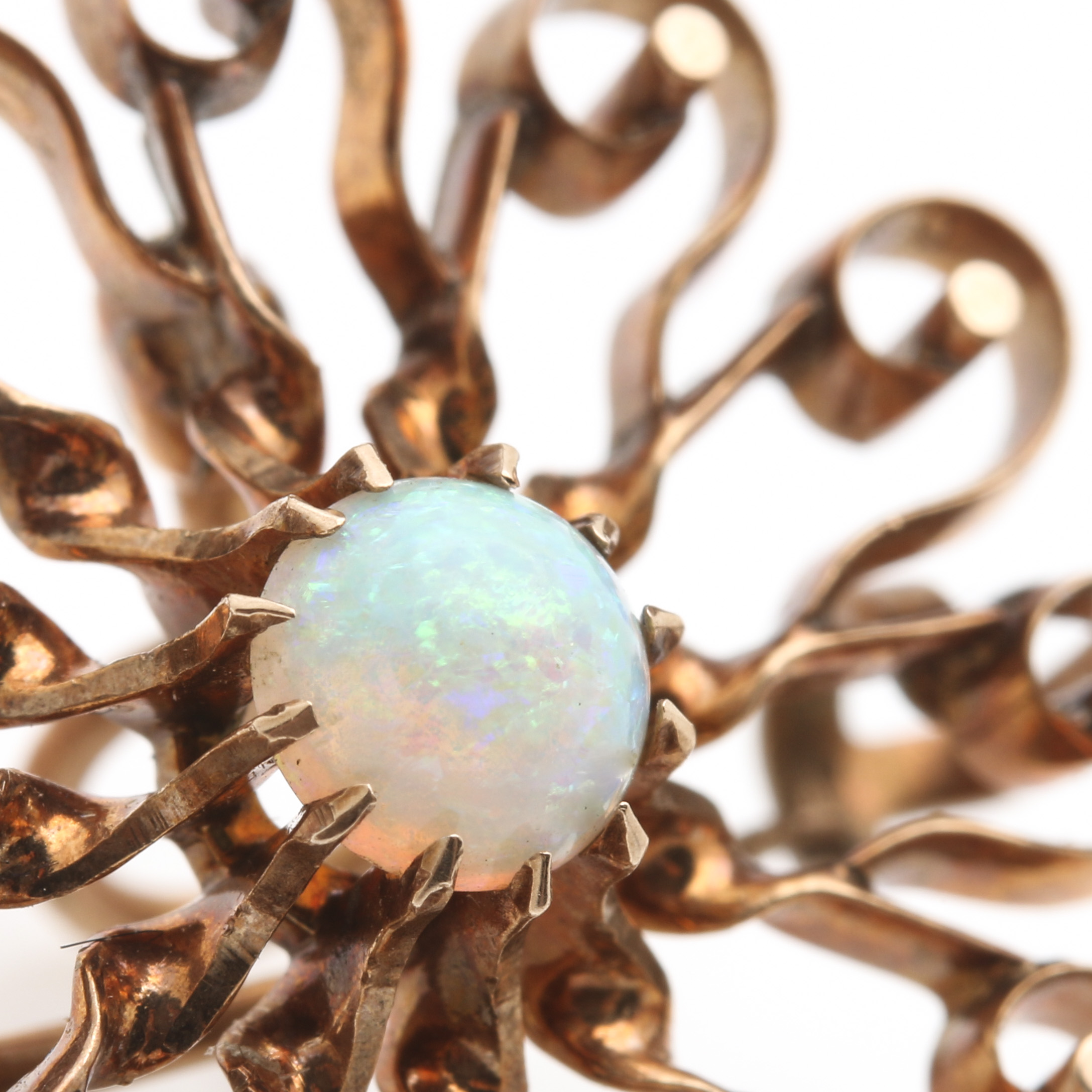 10K Rose Gold Opal Openwork Pendant Brooch