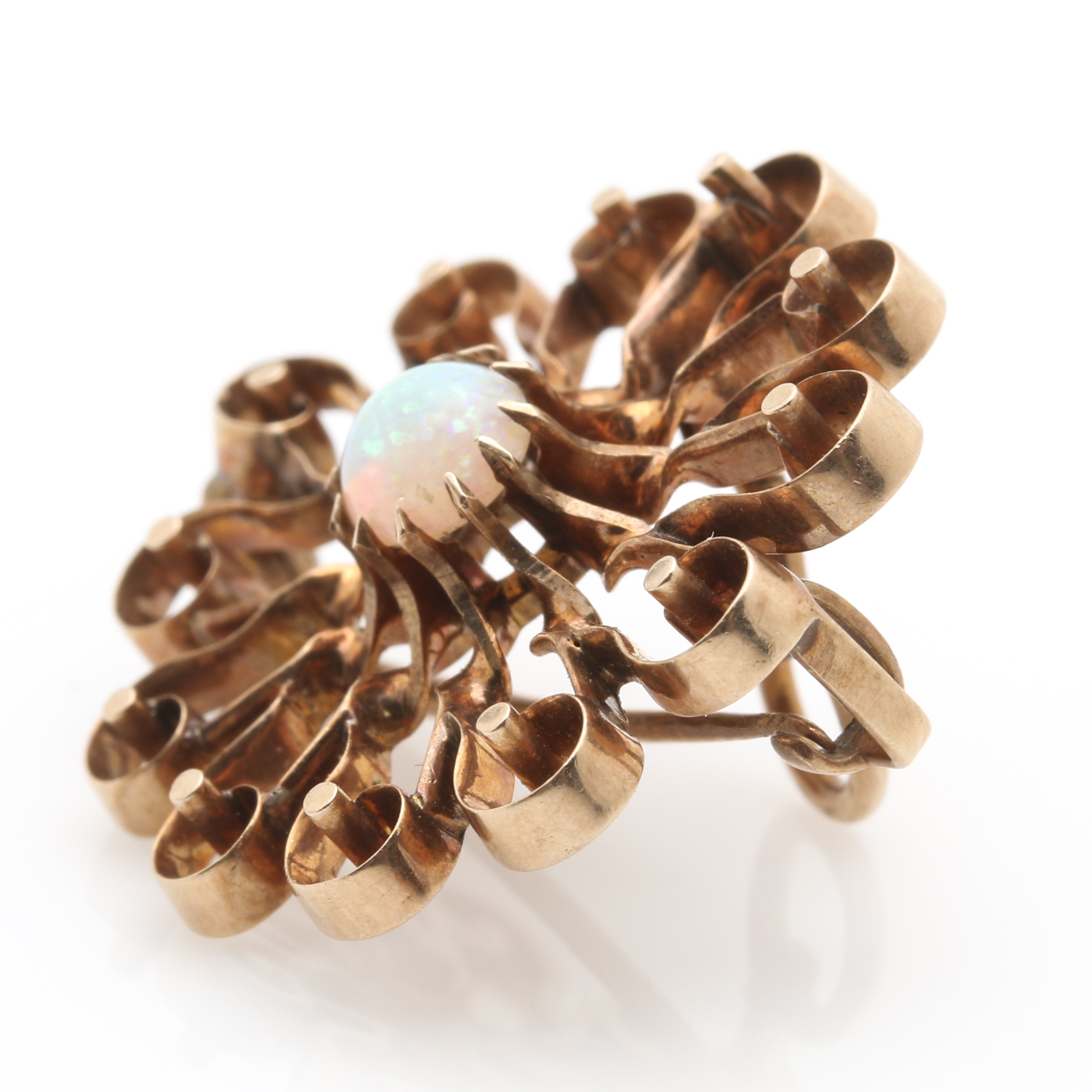 10K Rose Gold Opal Openwork Pendant Brooch