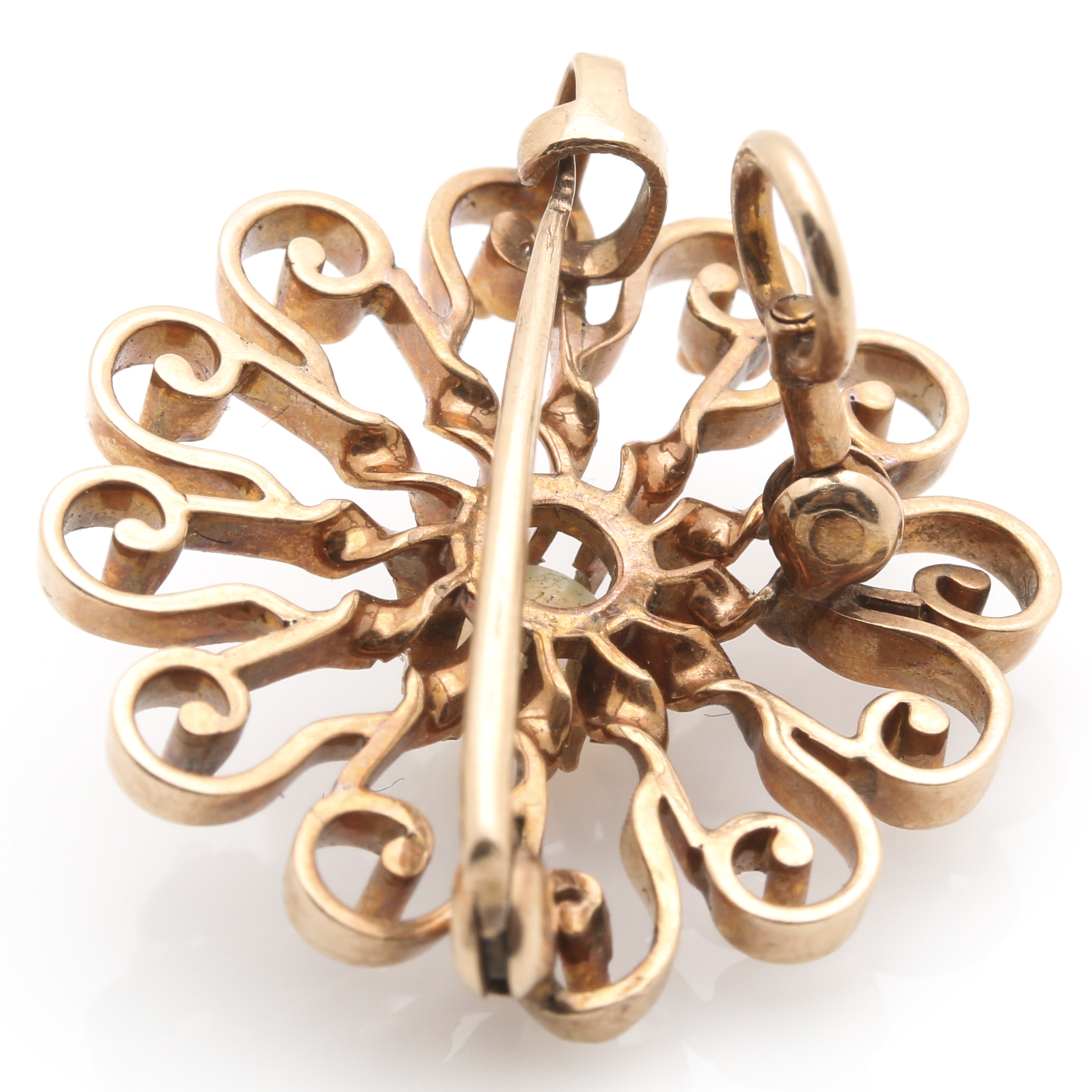 10K Rose Gold Opal Openwork Pendant Brooch