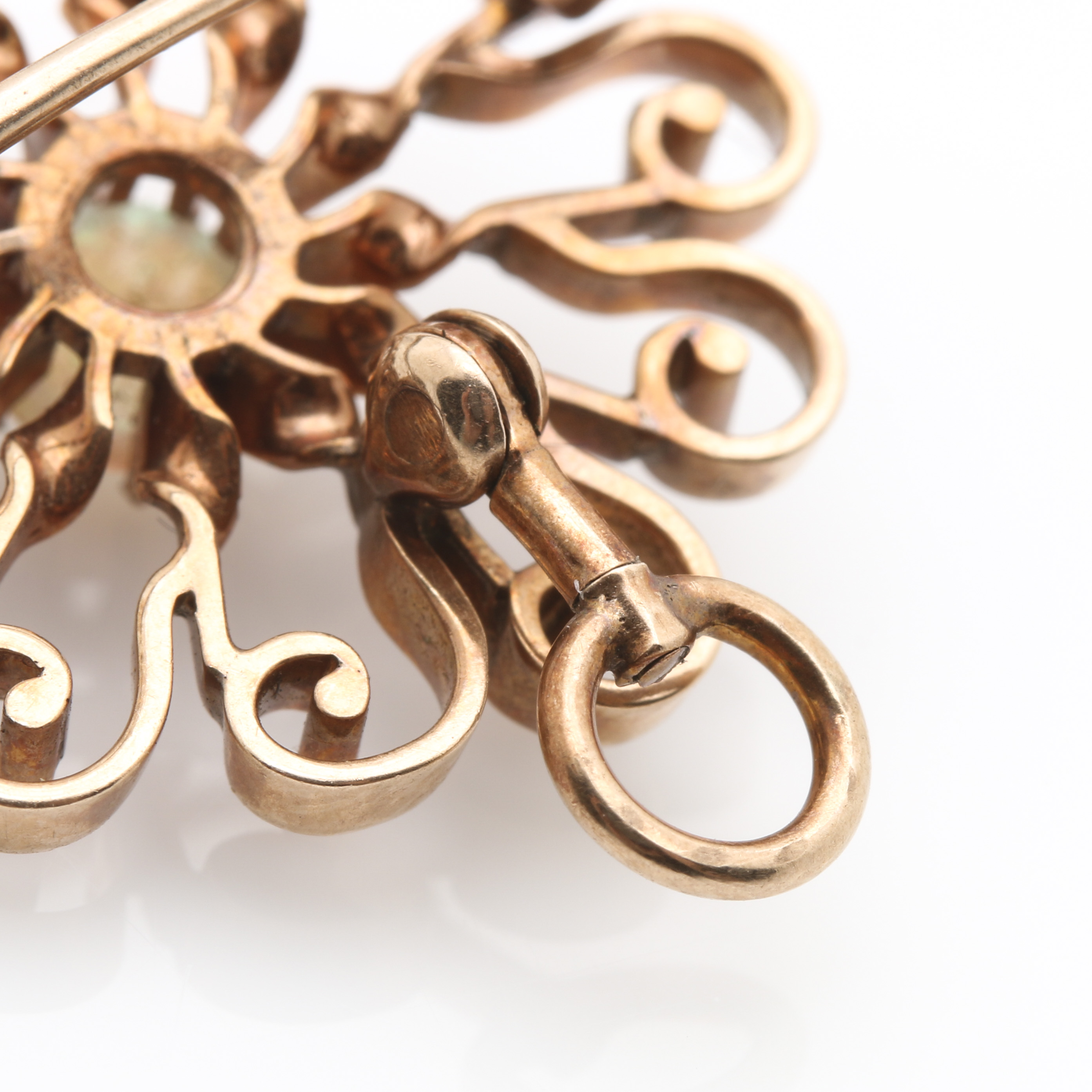 10K Rose Gold Opal Openwork Pendant Brooch