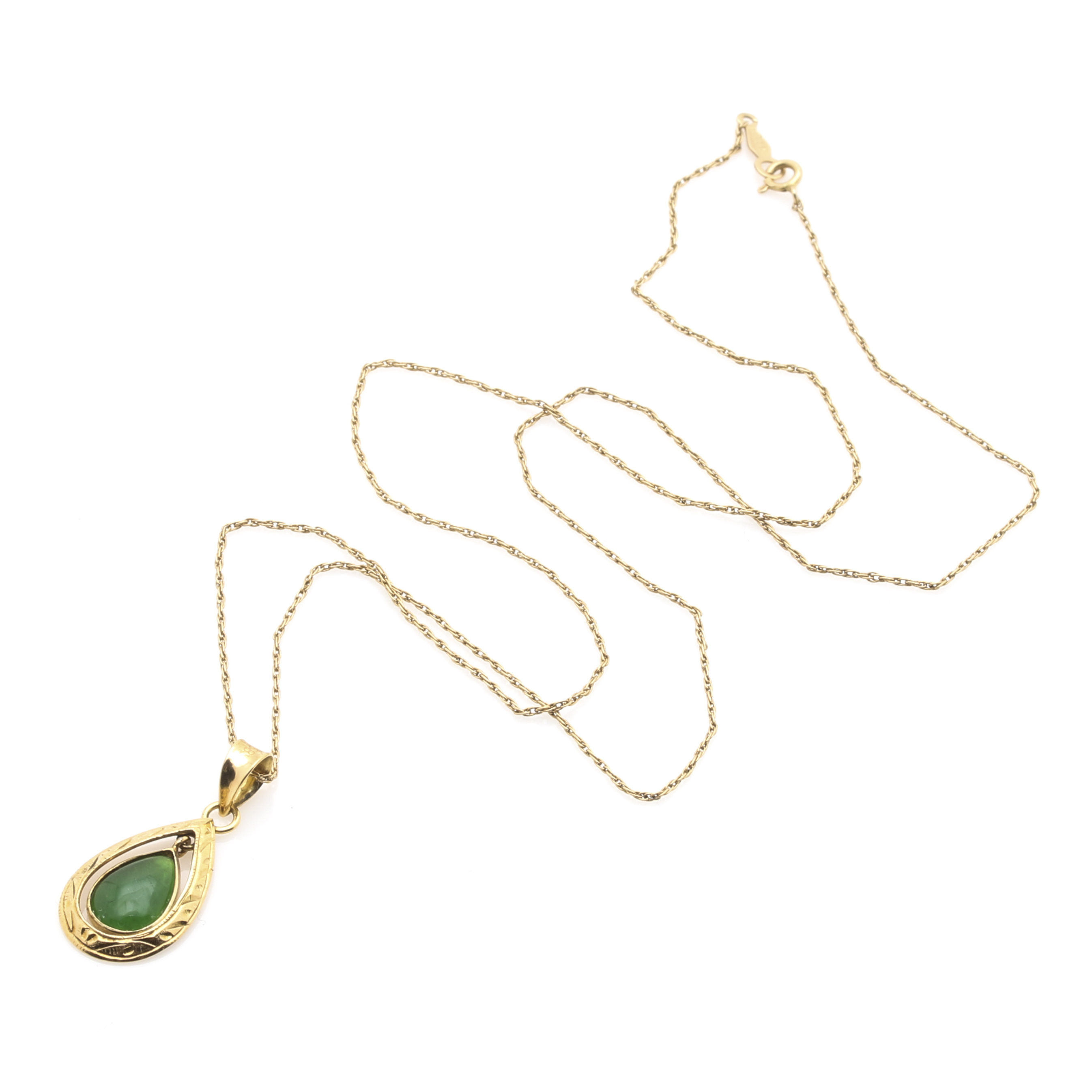 14K Yellow Gold Necklace and Stone Pendants