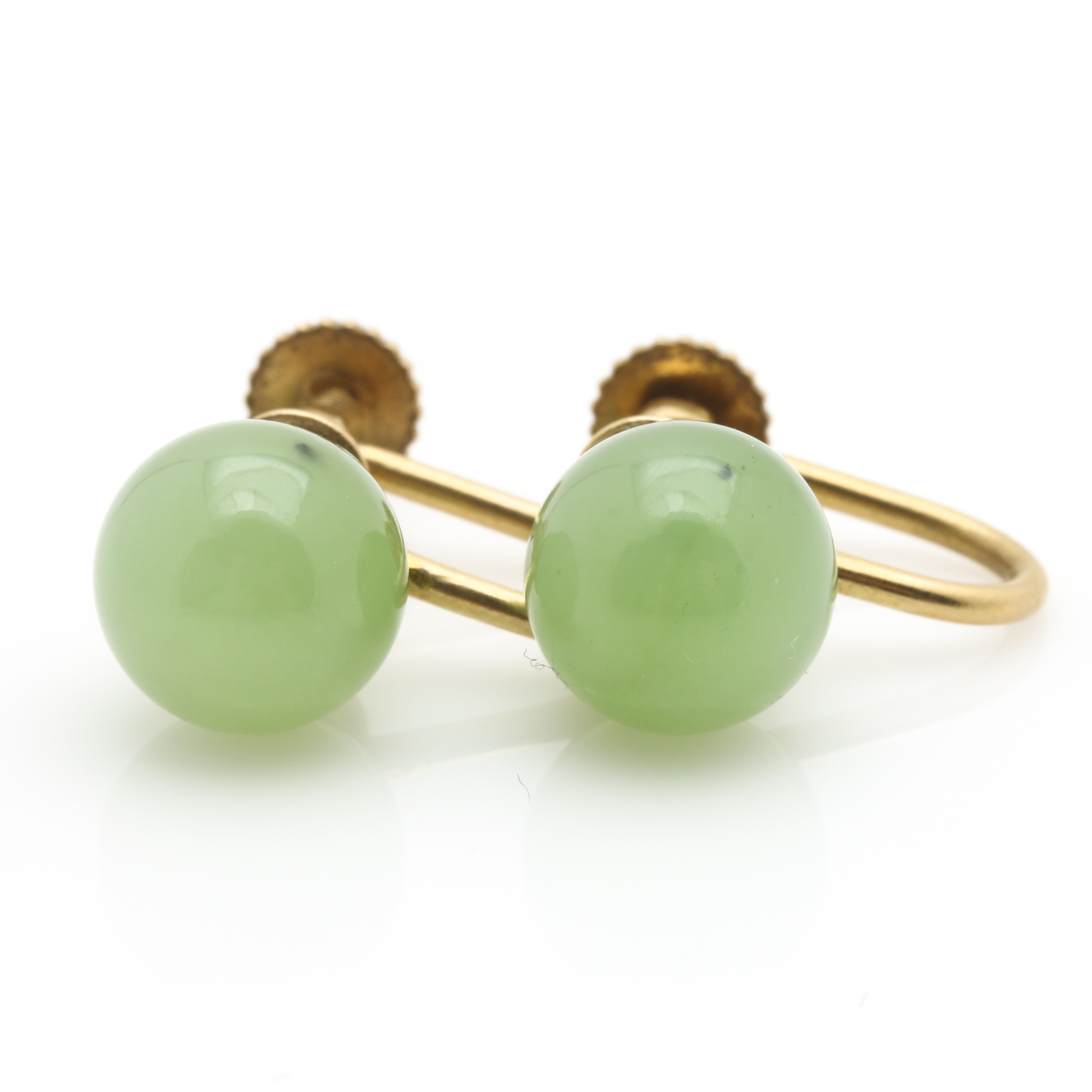 14K Yellow Gold Cultured Pearl and Serpentine Earrings