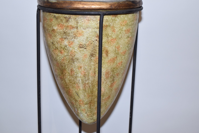 Terracotta Bullet Vase in a Metal Stand