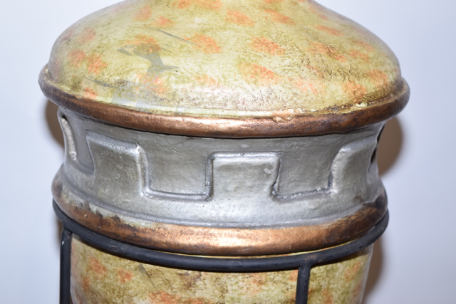 Terracotta Bullet Vase in a Metal Stand