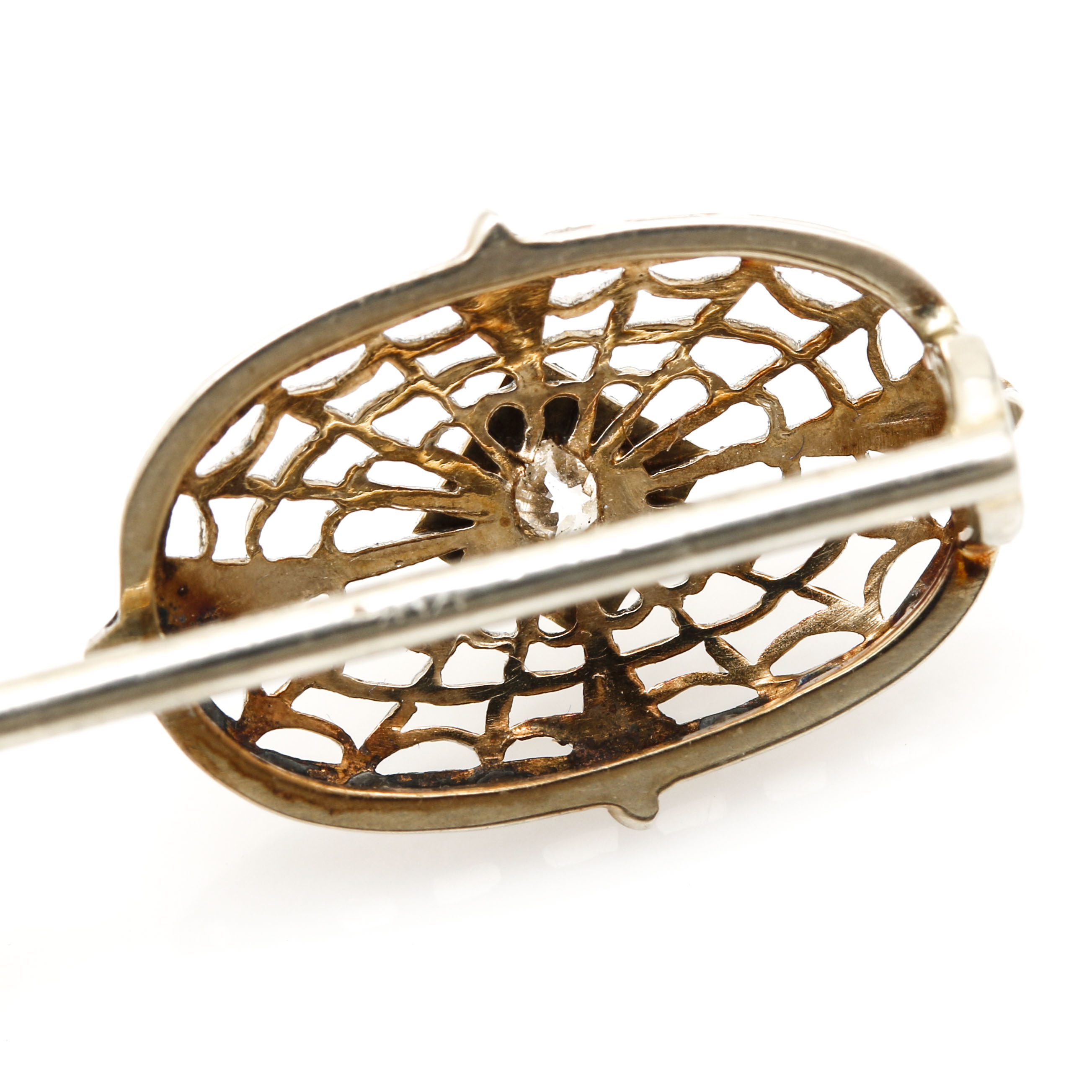 14K White Gold Diamond Pin