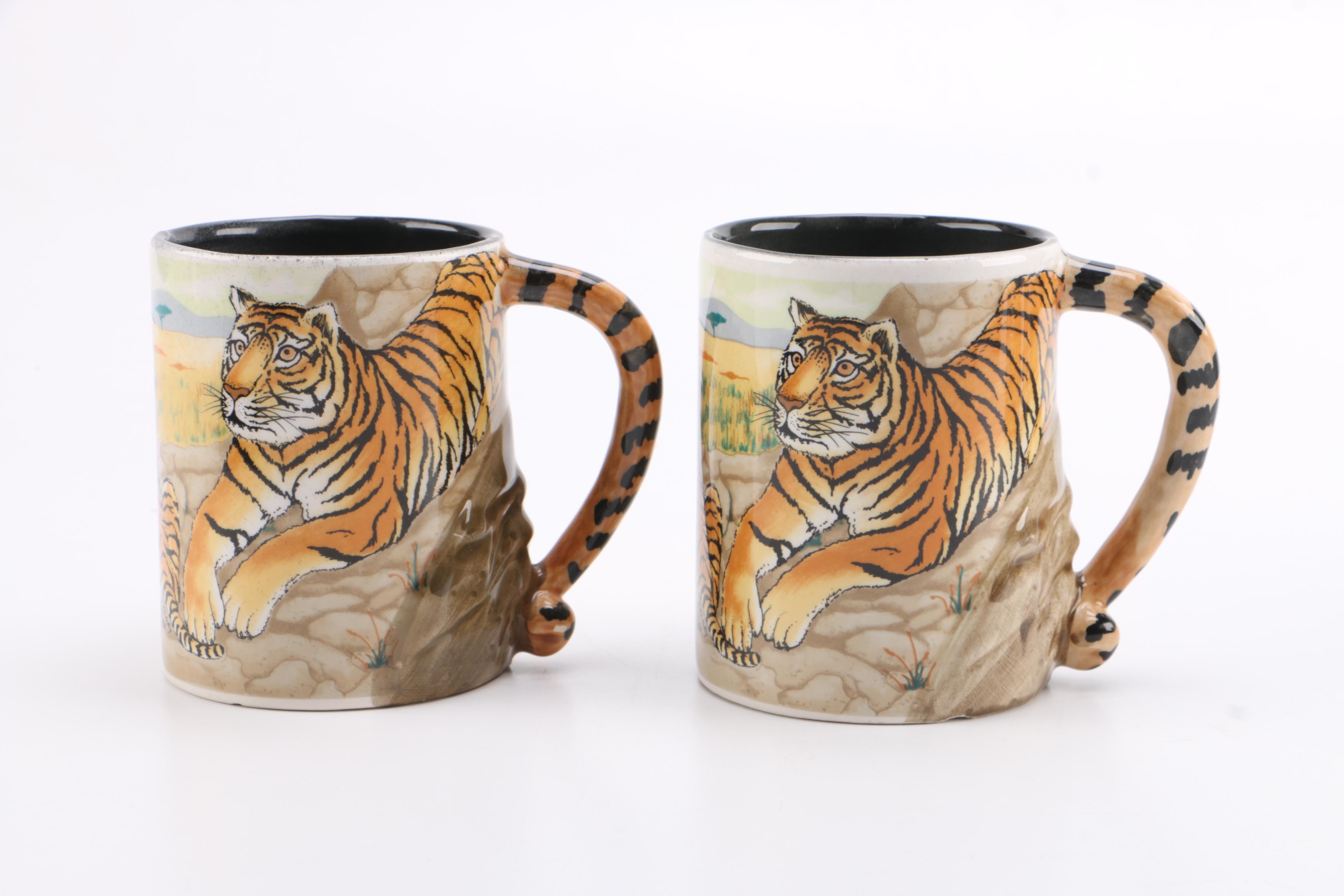 Five & Dime Giraffe and Tiger Ceramic Mugs