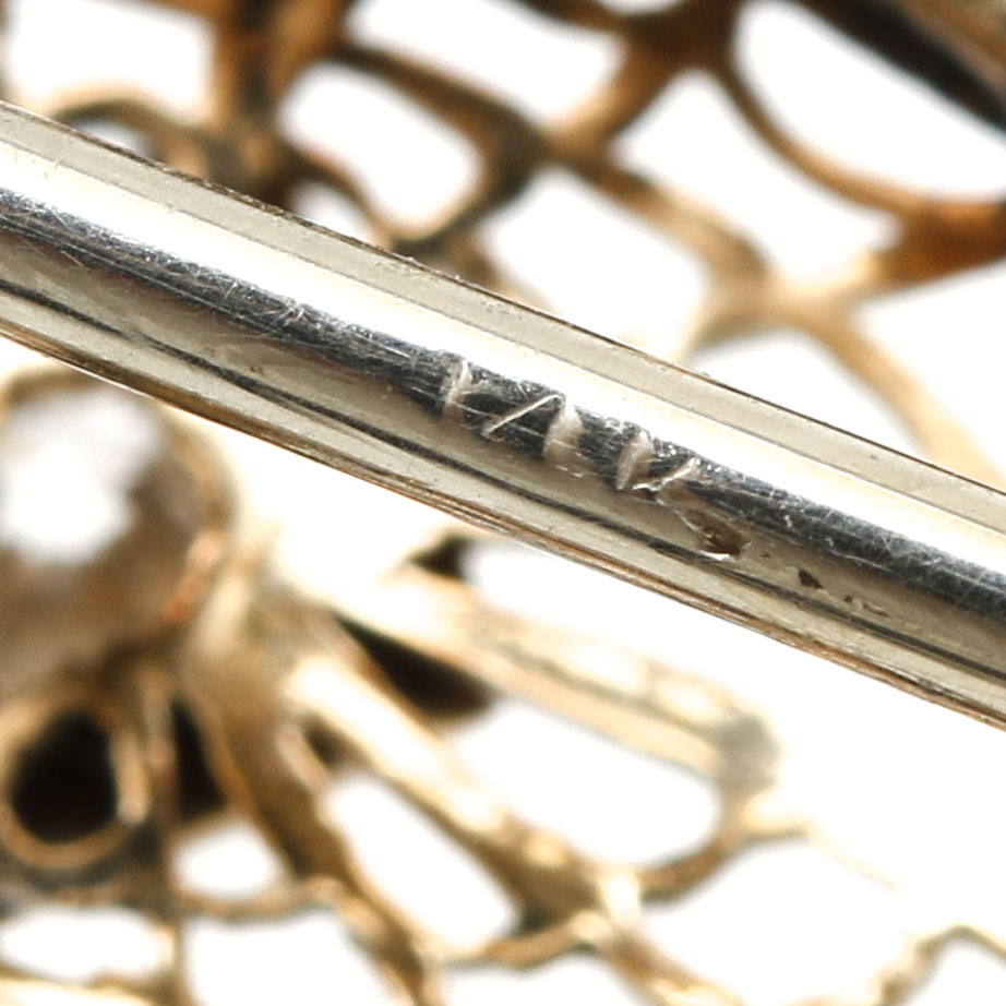 14K White Gold Diamond Pin