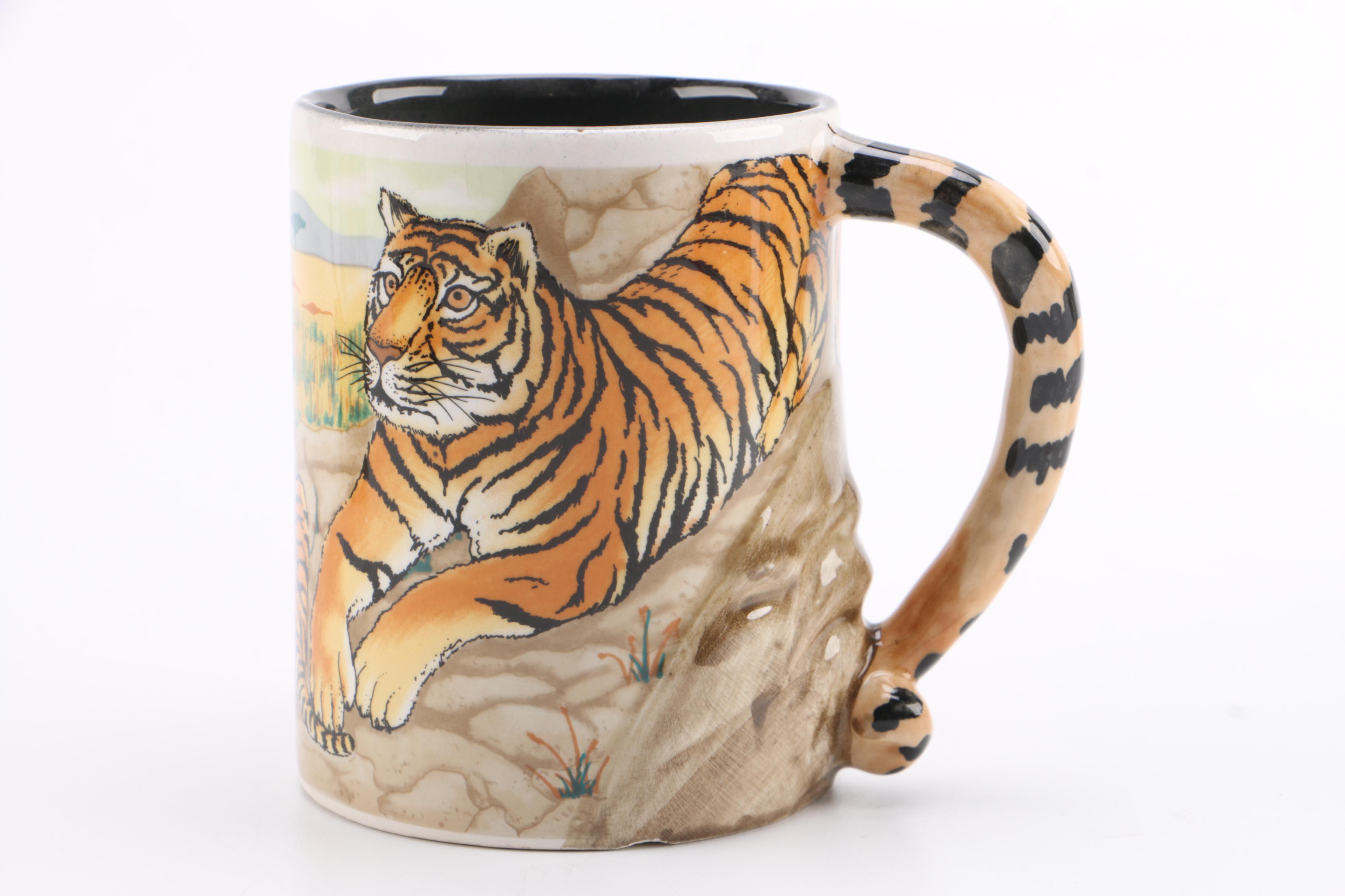 Five & Dime Giraffe and Tiger Ceramic Mugs
