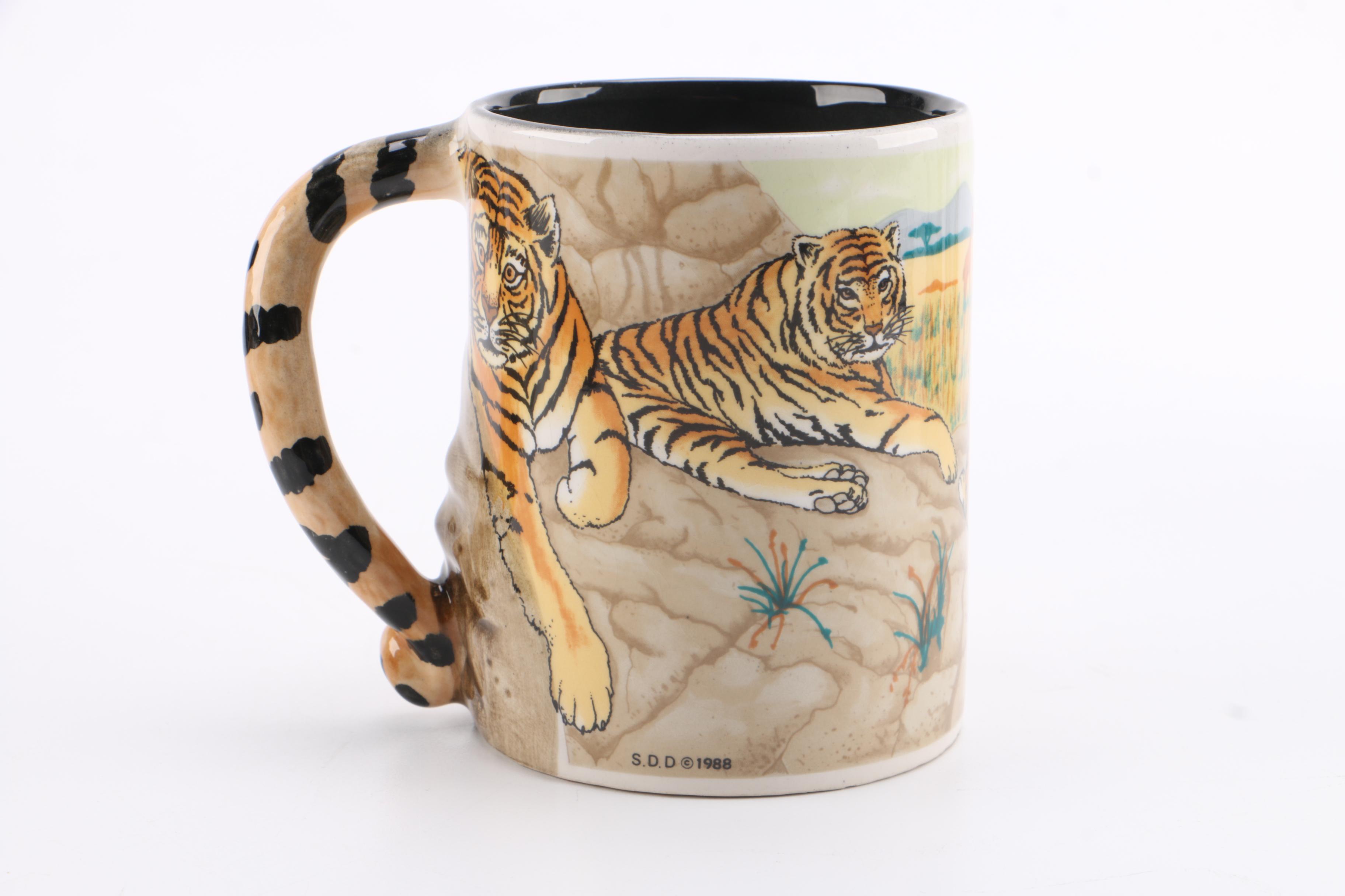 Five & Dime Giraffe and Tiger Ceramic Mugs