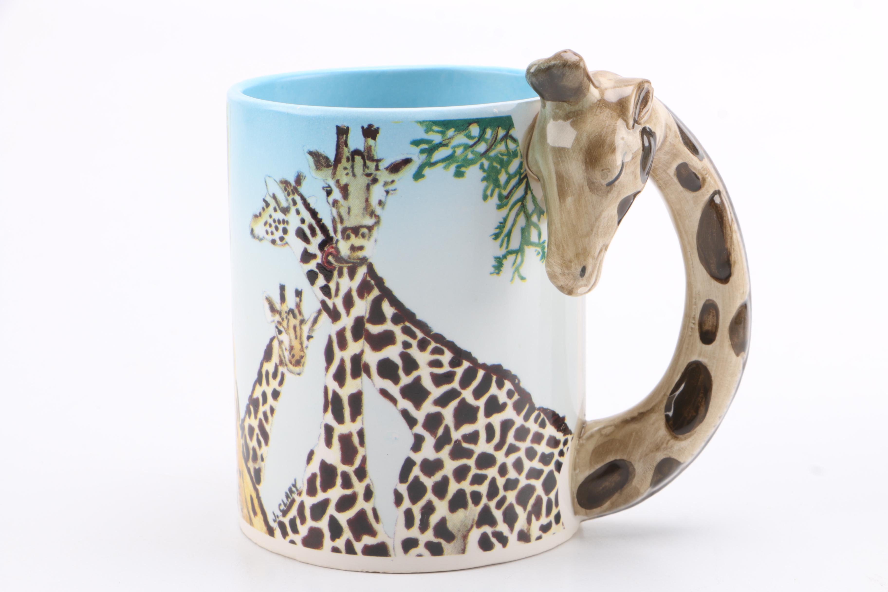 Five & Dime Giraffe and Tiger Ceramic Mugs