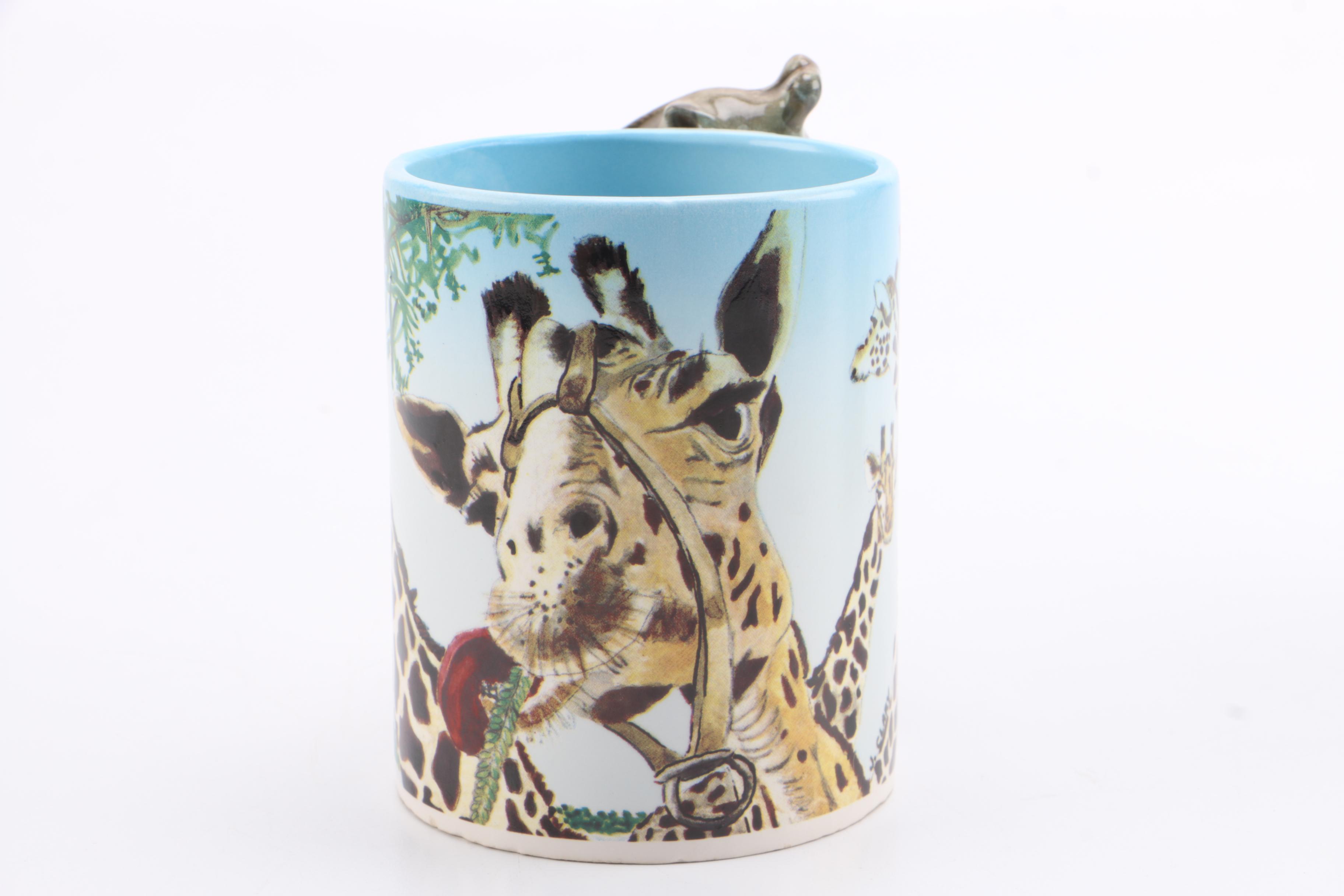 Five & Dime Giraffe and Tiger Ceramic Mugs