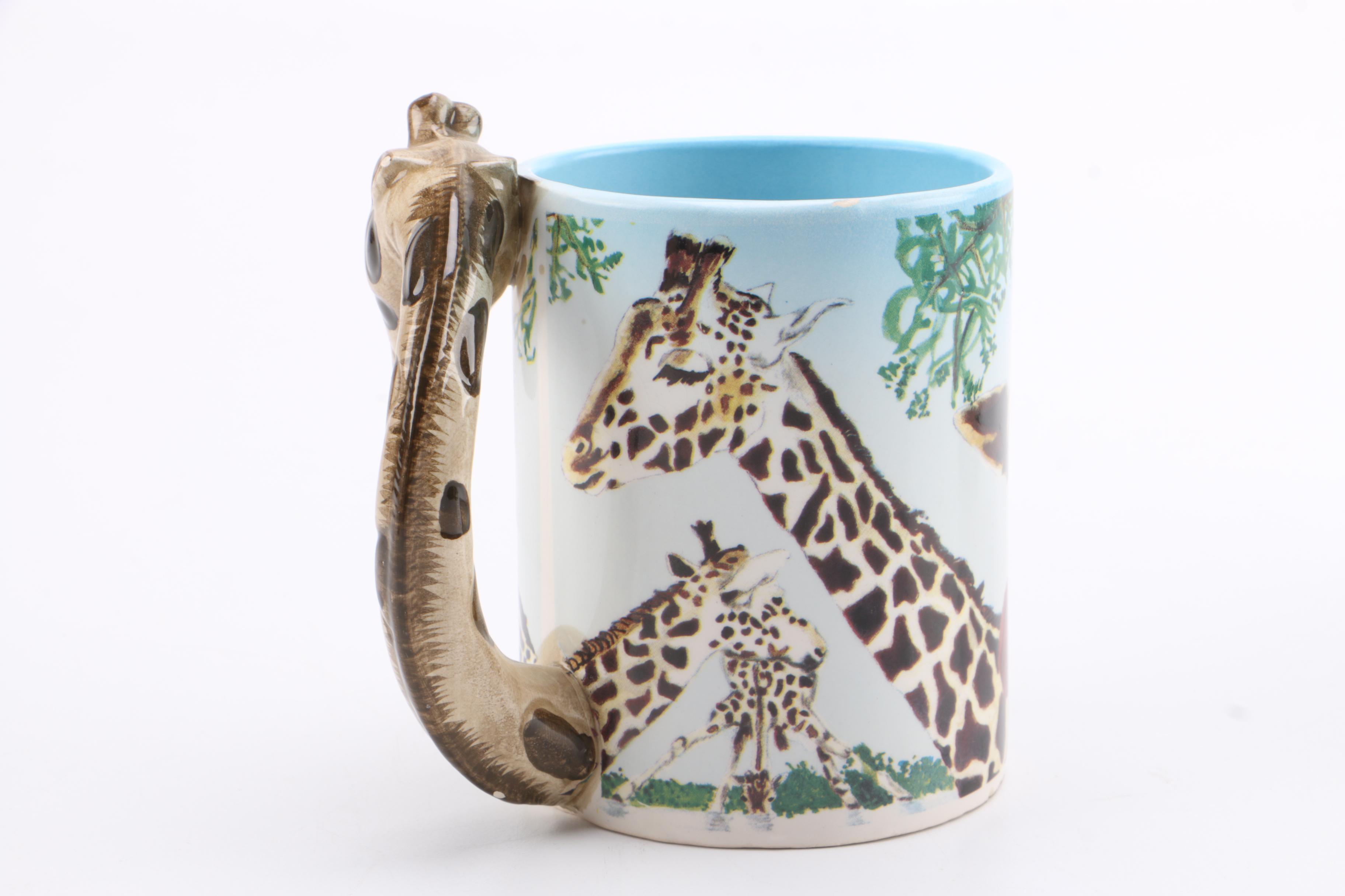 Five & Dime Giraffe and Tiger Ceramic Mugs