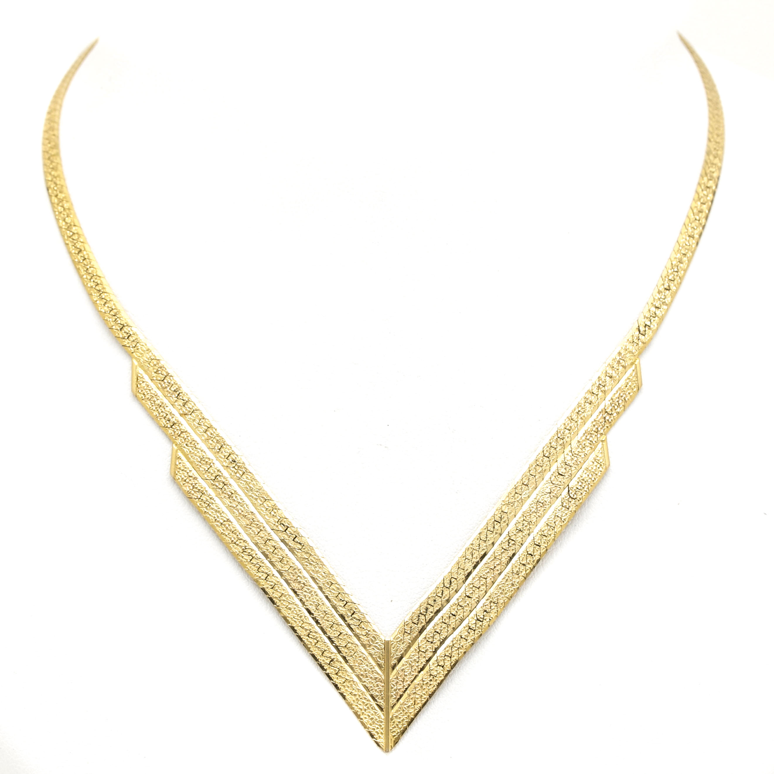 14K Yellow Gold Reversible "V" Necklace