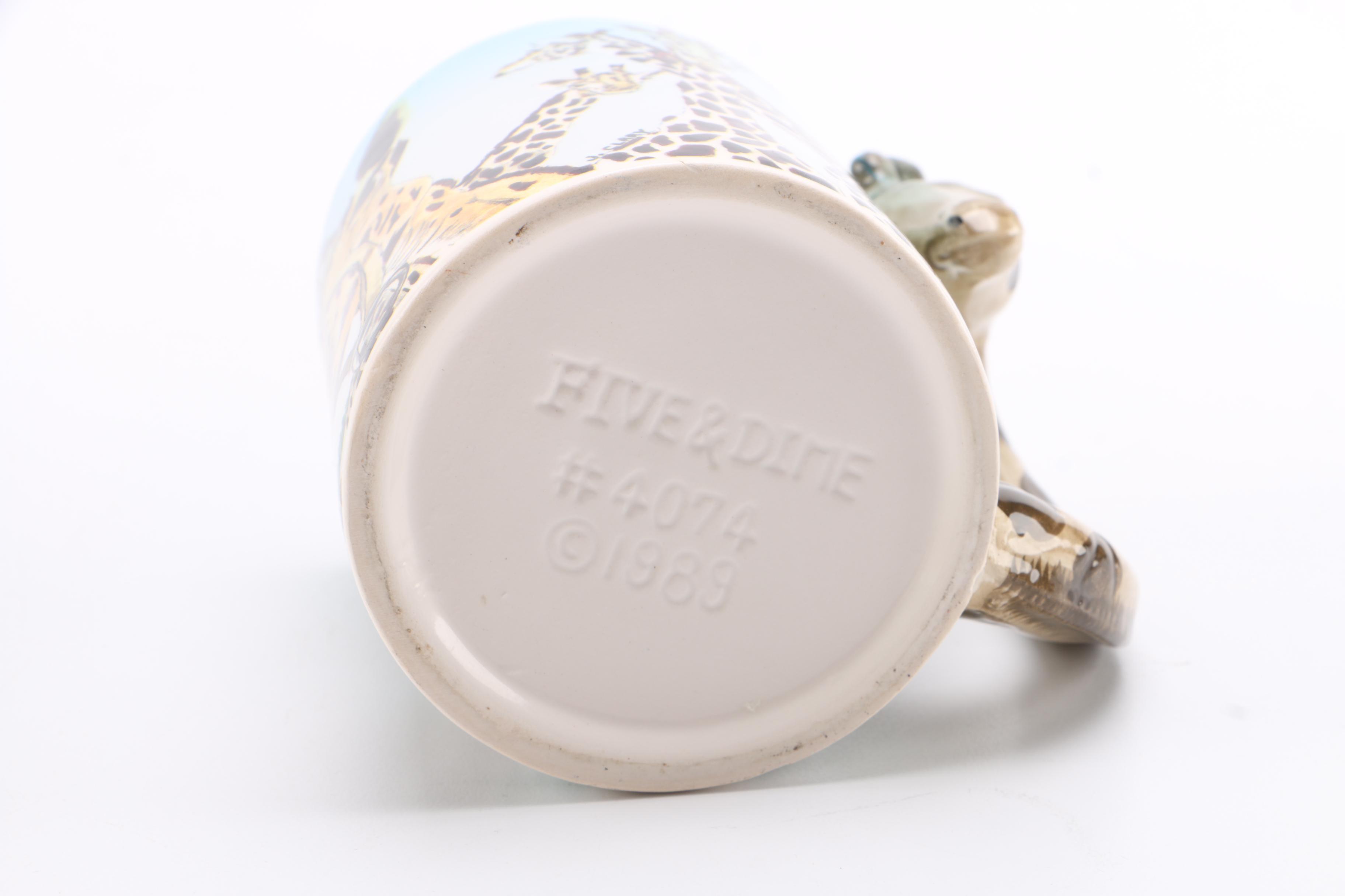 Five & Dime Giraffe and Tiger Ceramic Mugs