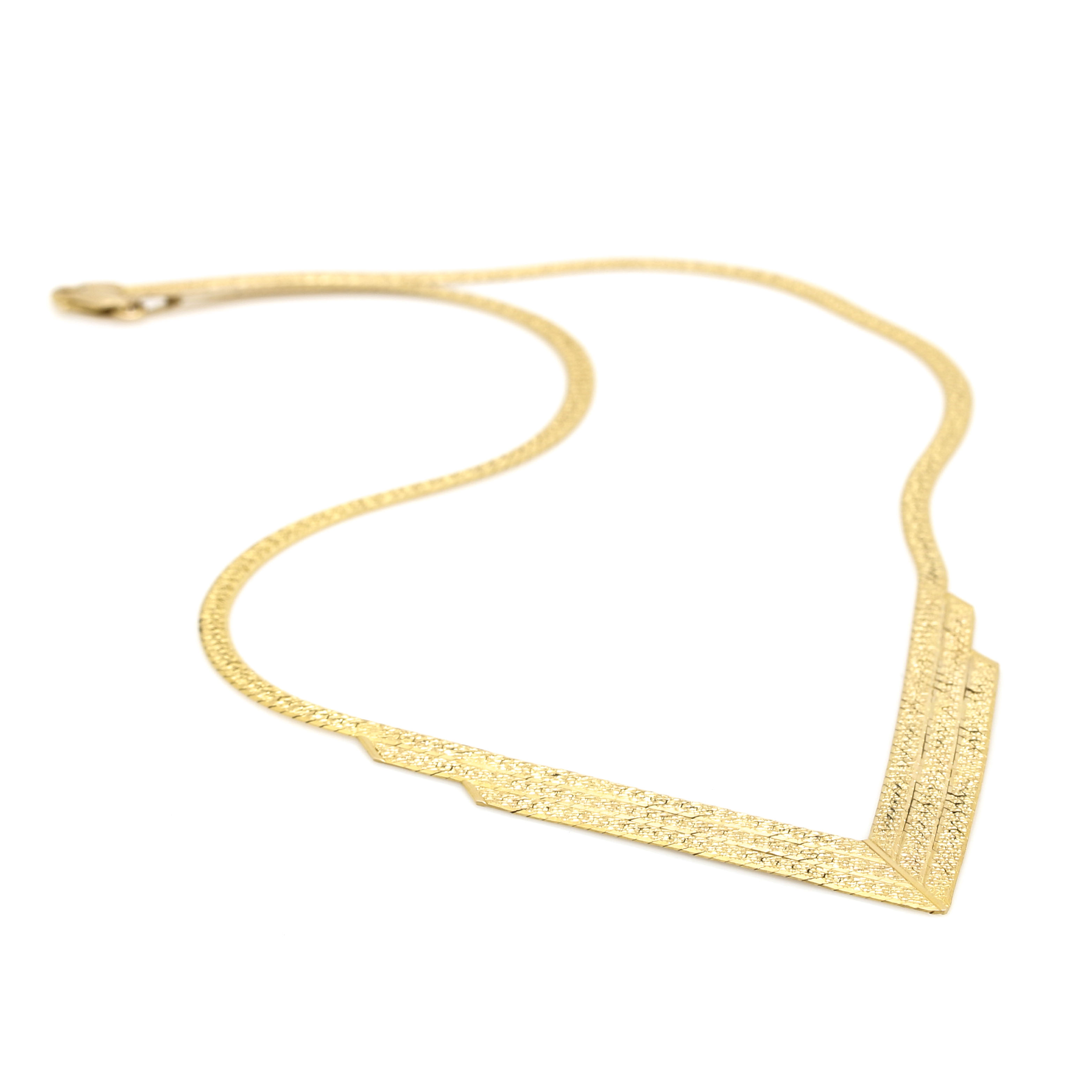 14K Yellow Gold Reversible "V" Necklace