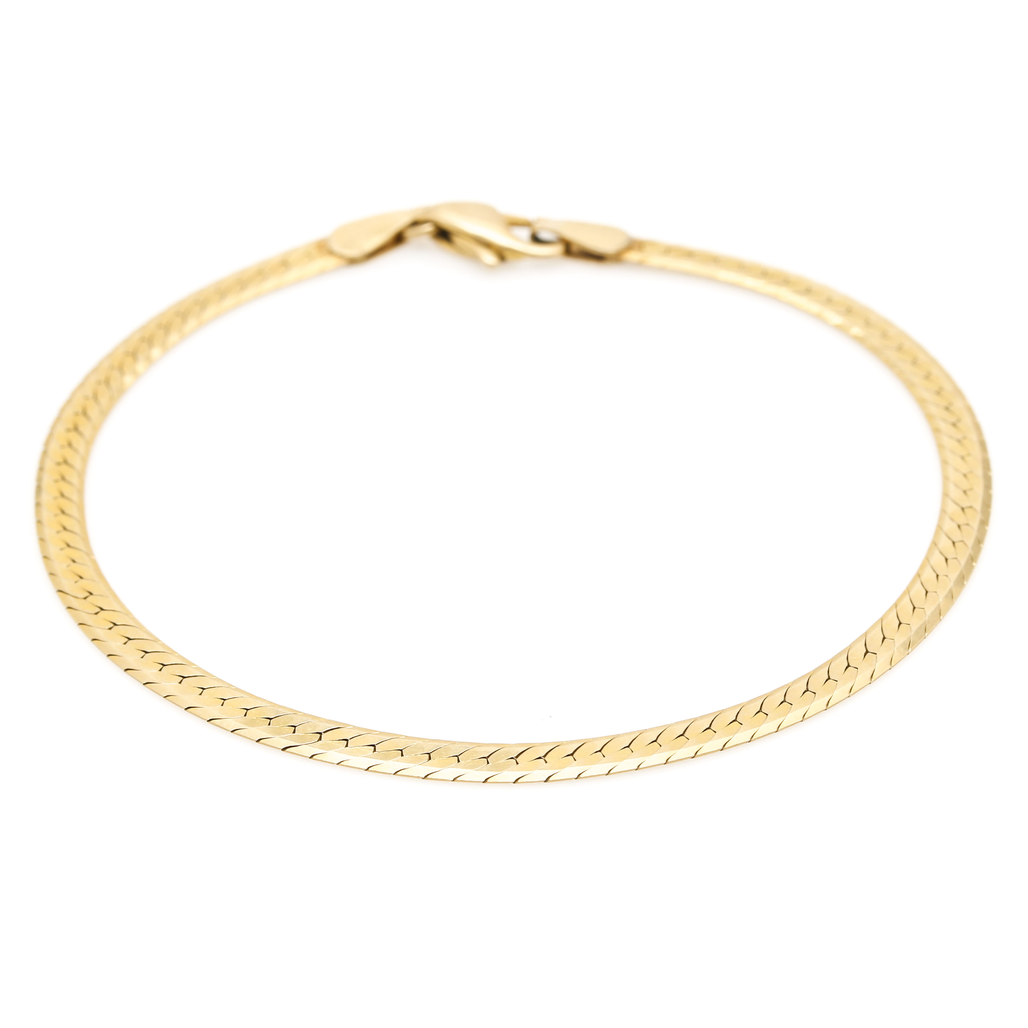 14K Yellow Gold Herringbone Chain Bracelet