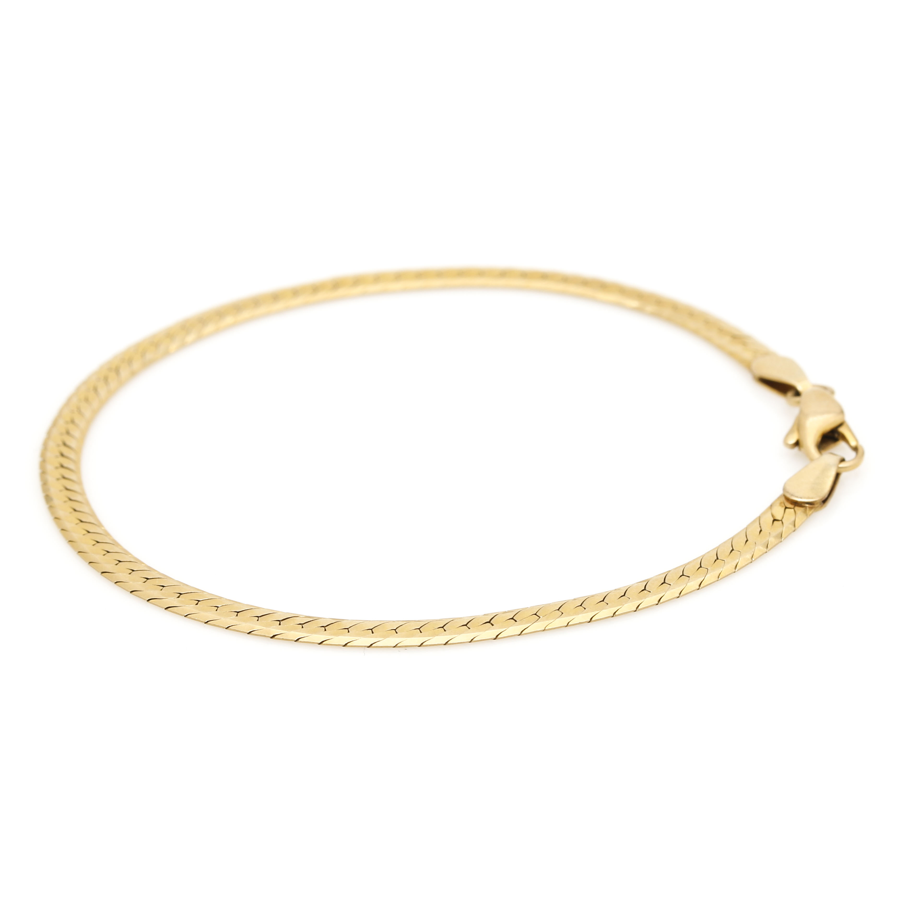 14K Yellow Gold Herringbone Chain Bracelet