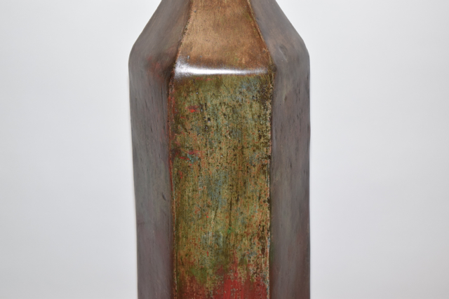 Hexagonal Olive and Rust Toned Terracotta Floor Vase