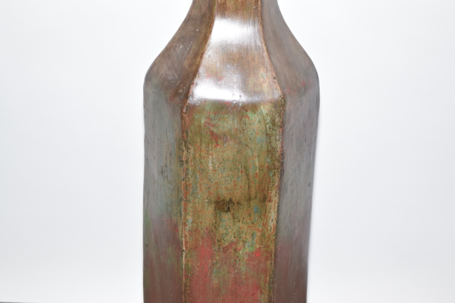 Hexagonal Olive and Rust Toned Terracotta Floor Vase