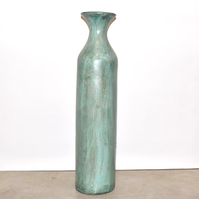 Aqua Tone Terracotta Cylindrical Floor Vase