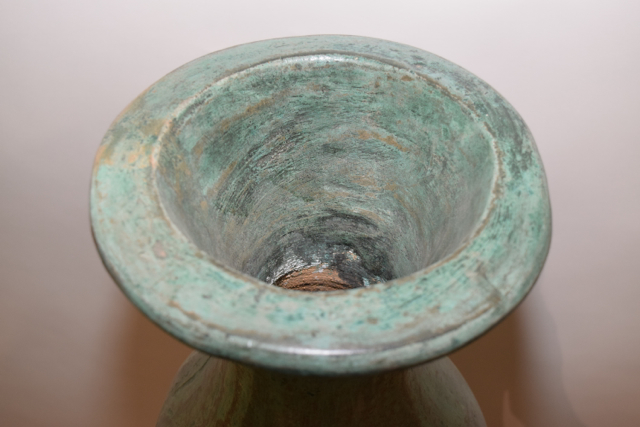 Aqua Tone Terracotta Cylindrical Floor Vase