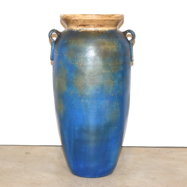 Royal Blue and Cream Tone Terracotta Floor Vase
