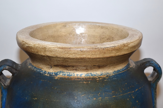 Royal Blue and Cream Tone Terracotta Floor Vase