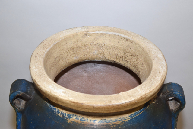 Royal Blue and Cream Tone Terracotta Floor Vase