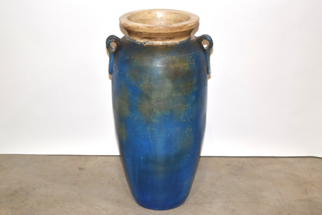 Royal Blue and Cream Tone Terracotta Floor Vase