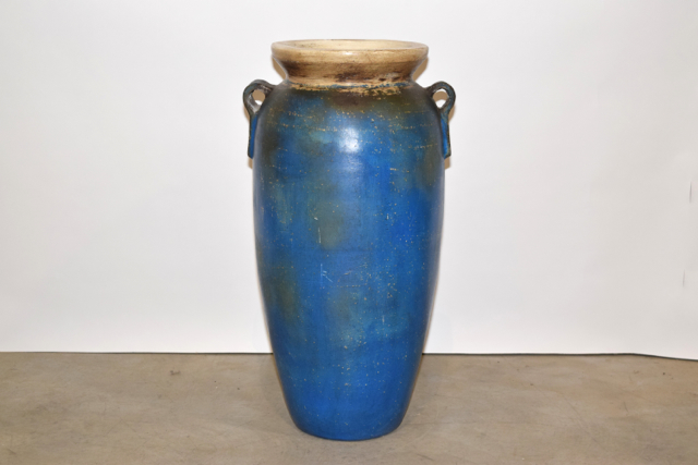 Royal Blue and Cream Tone Terracotta Floor Vase