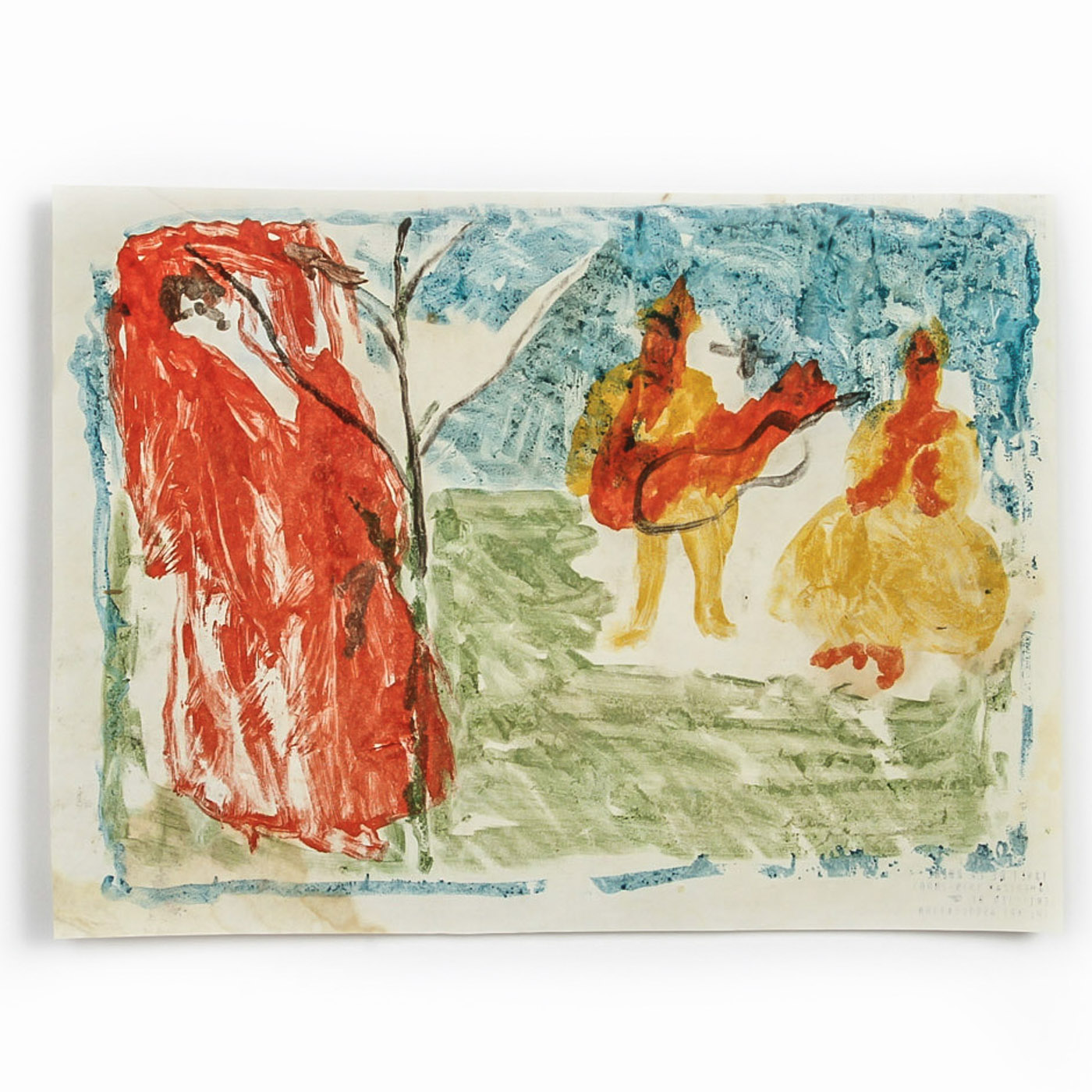 Janet Ament de la Roche Monotype on Paper "Opera in the Park"