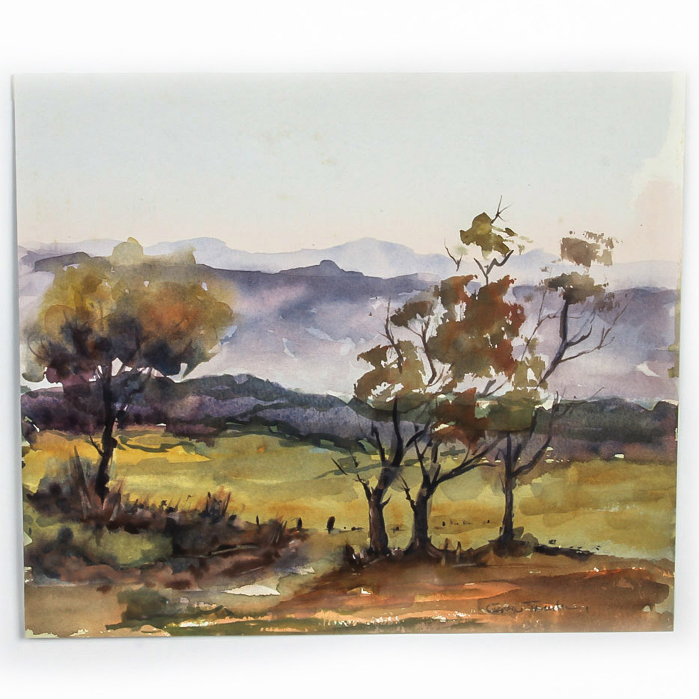 George Treadaway Watercolor Painting on Paper "Valley Mist"