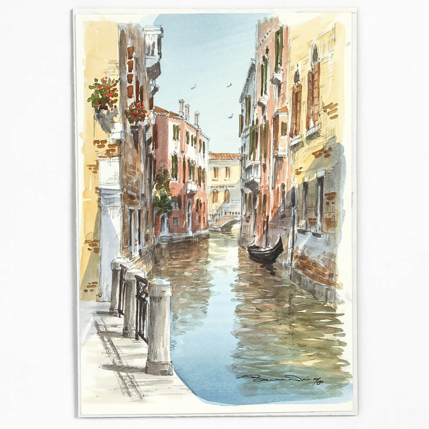 Signed Watercolor and Graphite on Paper "Venetian Backwater"