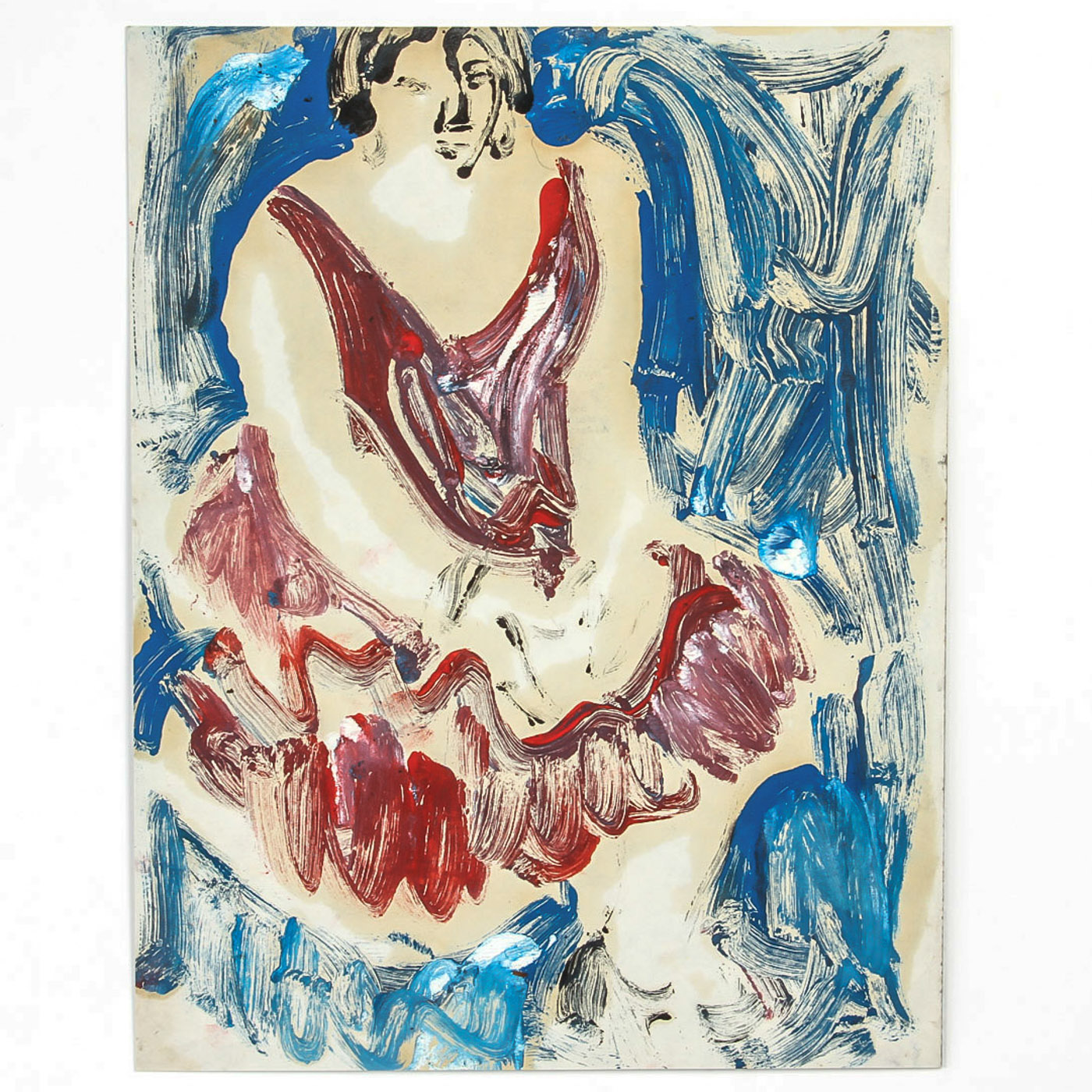 Victor Di Gesu Oil and Gouache Painting on Paperboard "Woman Seated"