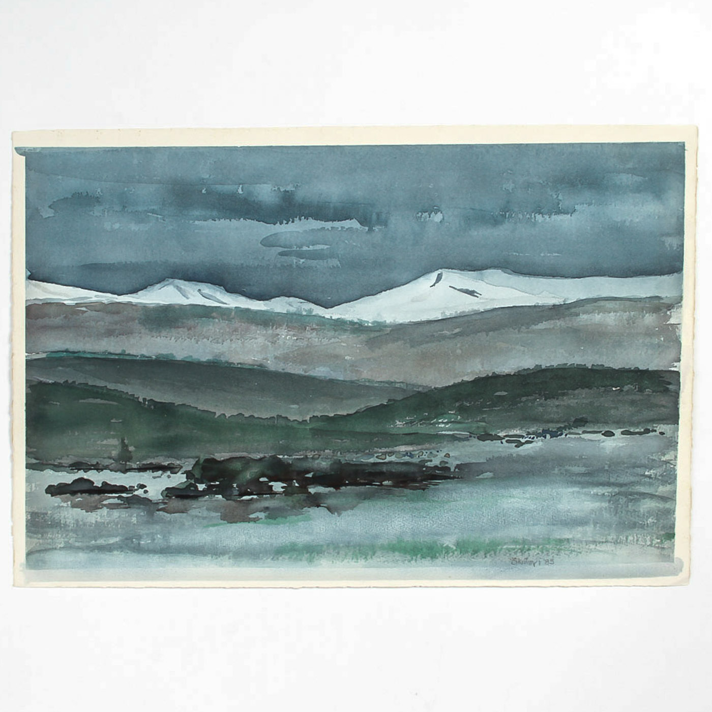 Watercolor Painting on Paper "Tonalist Landscape"